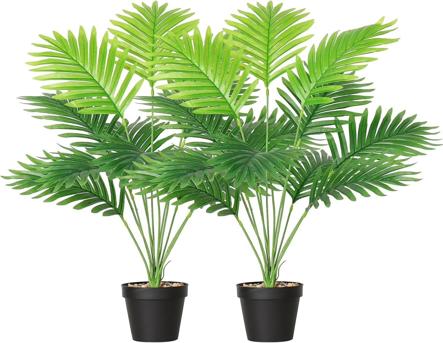 SOMYTING Set of 2 Artificial Areca Palm Plants in Pots, Fake Plants Artificial F