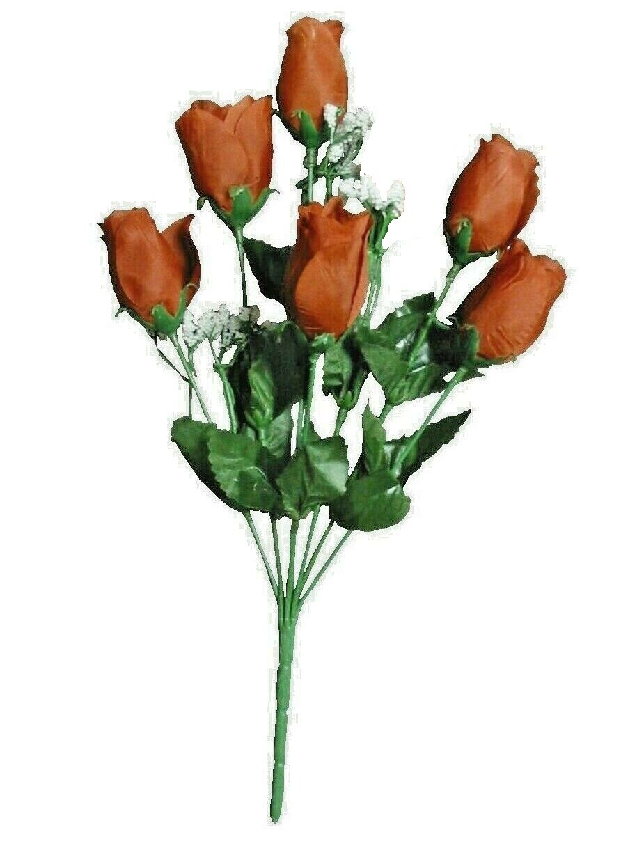 (12-Pack) Brown Rose 14″ Bush Home Value Silk Flower Decor DIY Craft Yard