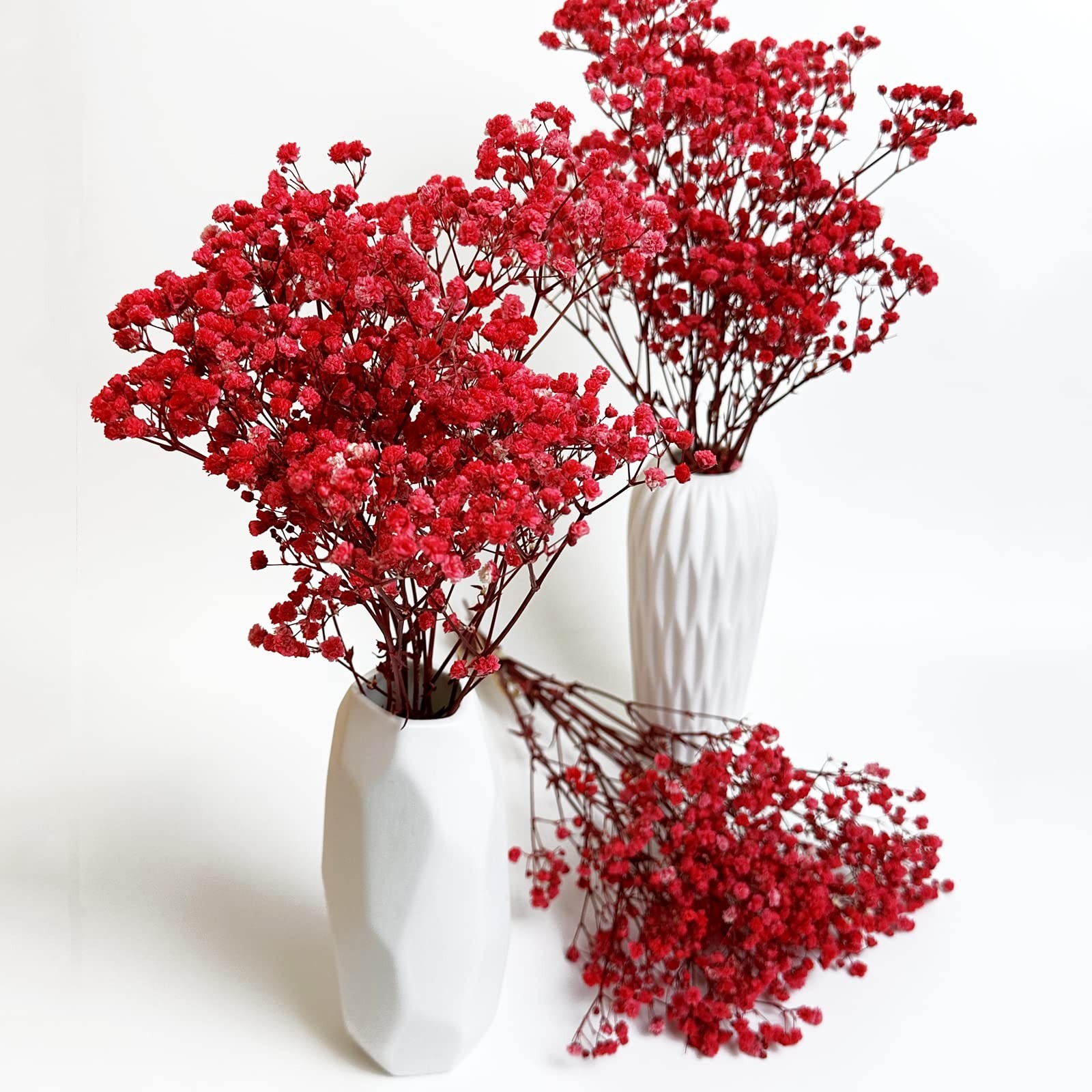 3 PCS Red Preserved Babys Breath Natural Gypsophila Long Lasting Flowers