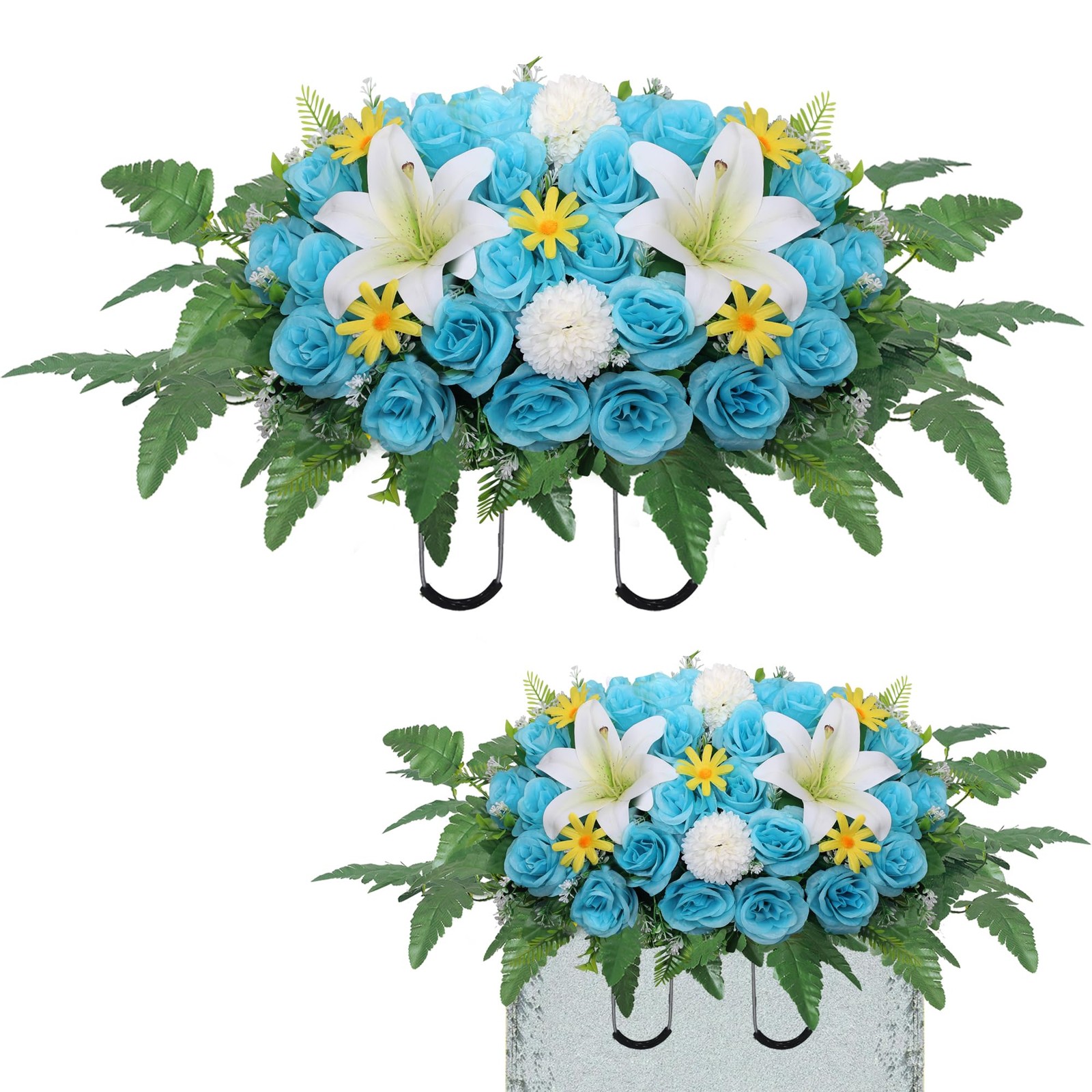 Artificial Cemetery Flower Saddles for Graves,Headstone Saddles for Graves,Lily
