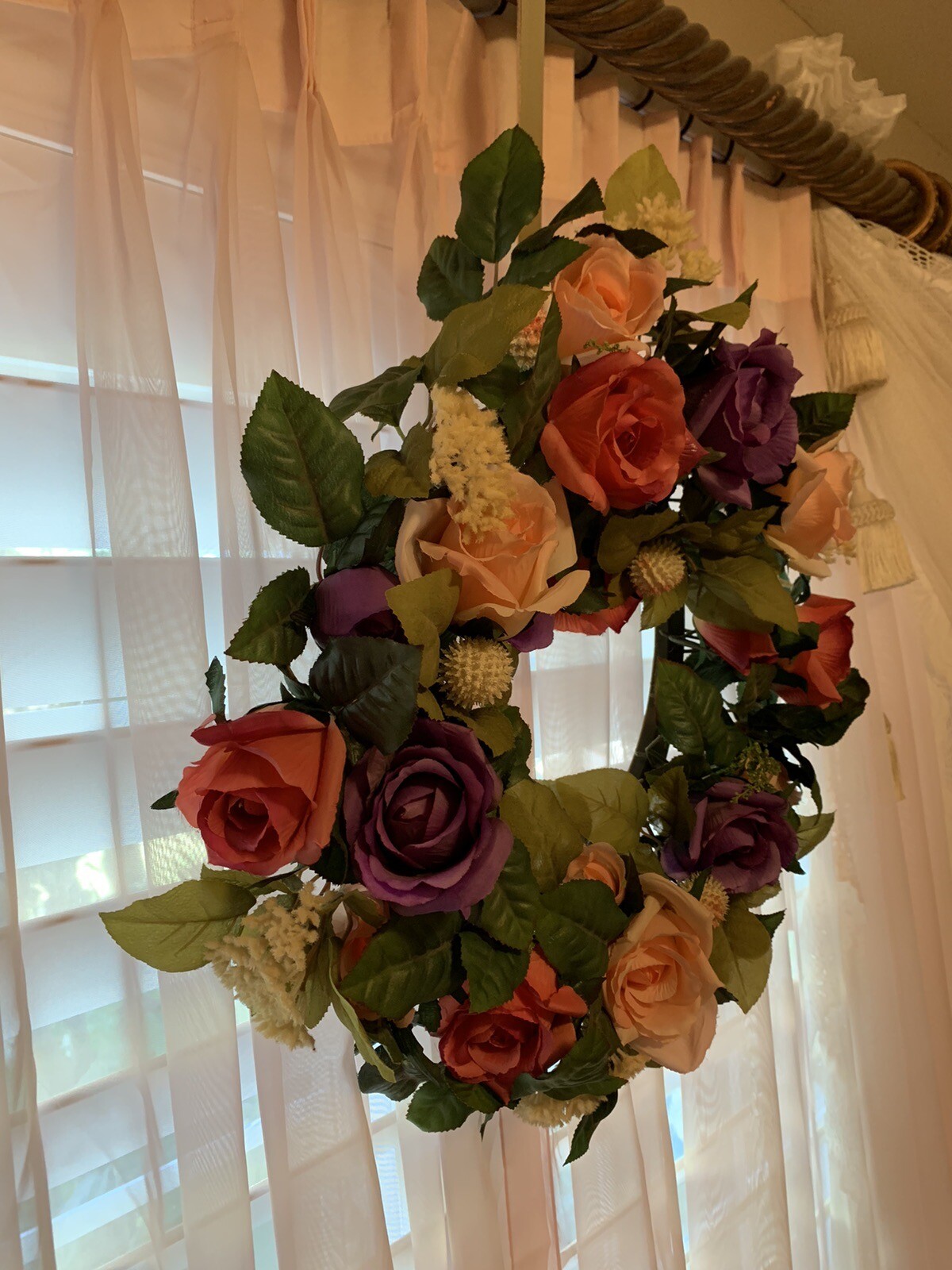 ❤️Large Door Wreath Pink Purple Lavender Roses Farmhouse Décor Wreath 17-18”