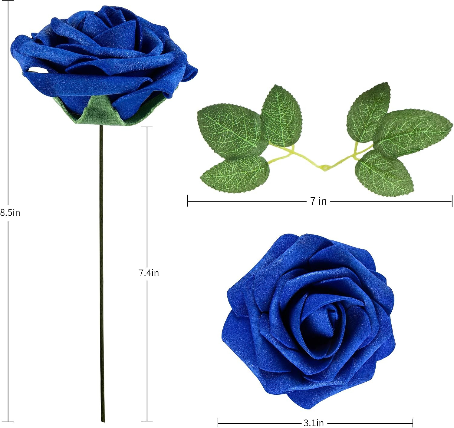 Artificial Flower Foam Rose 25pcs Real Looking Fake Rose with Stems Leaves fo…