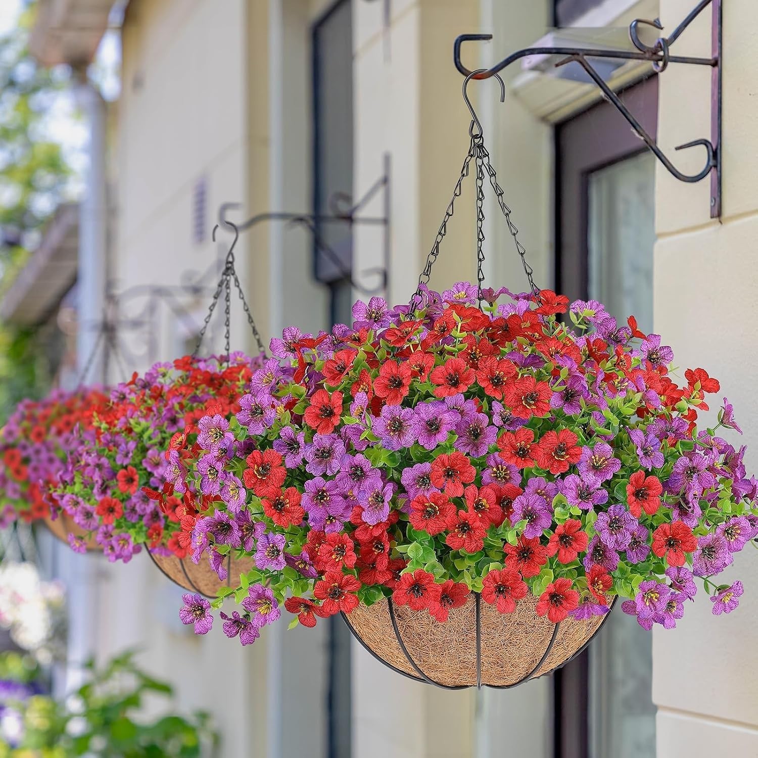 2 Set Artificial Flowers Hanging Plants in Basket,Artificial Hanging Flowers …