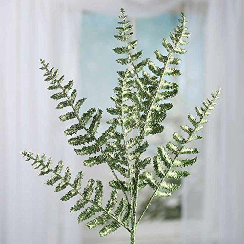 Metallic Sparkling Green Artificial Fern Sprays