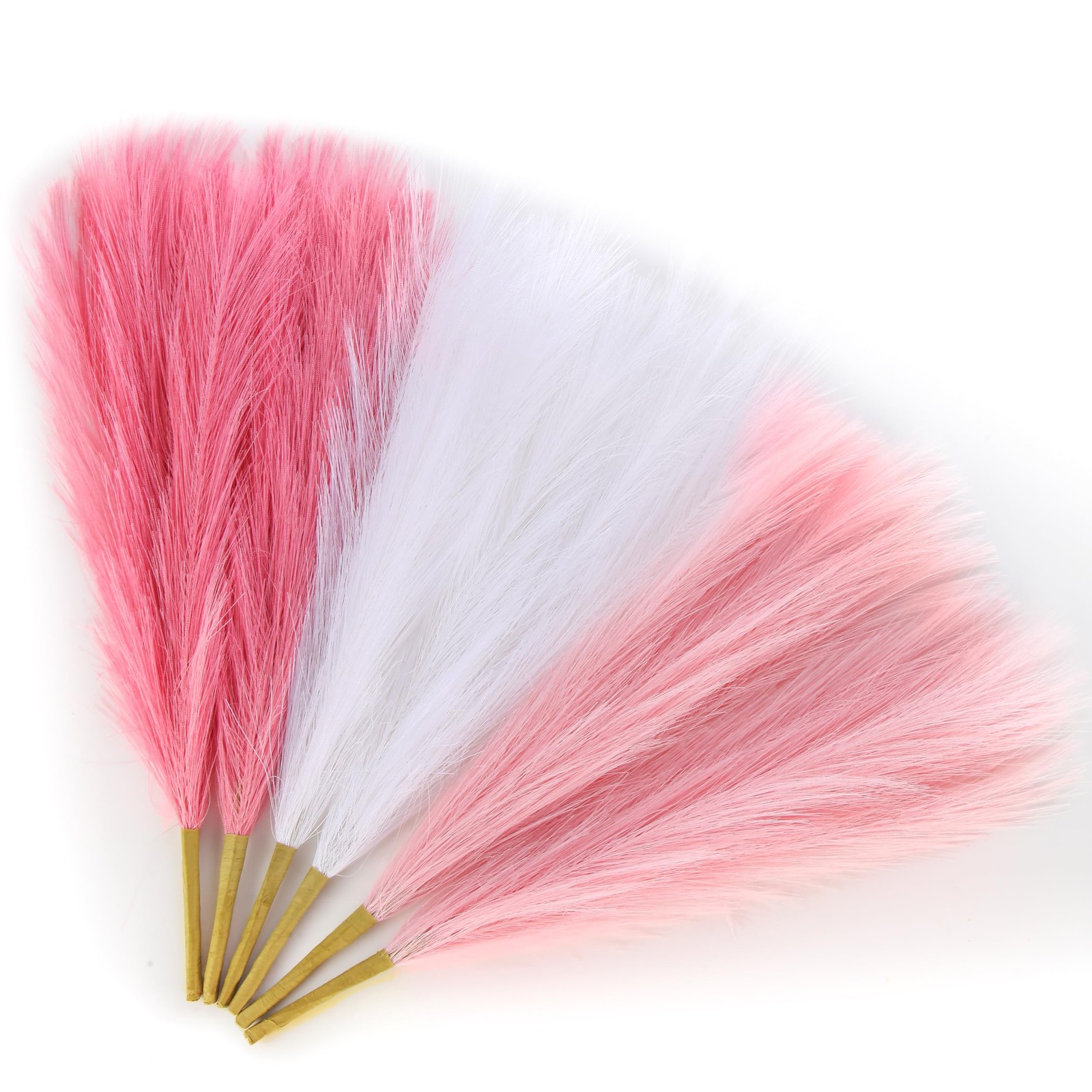 6 PCS 17.7in Pink Faux Pampas Grass Decor Short Artificial Pompous Floral