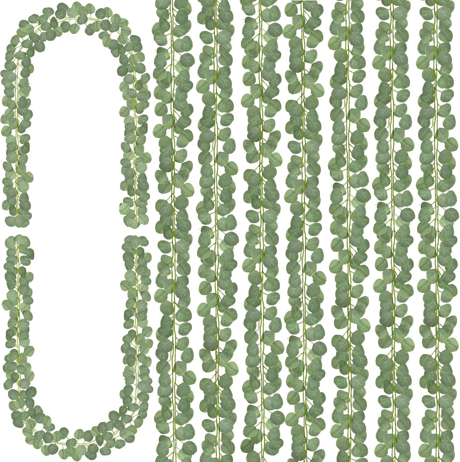 8Pcs Eucalyptus Garland,Artificial Eucalyptus Leaves Table Greenery Garland
