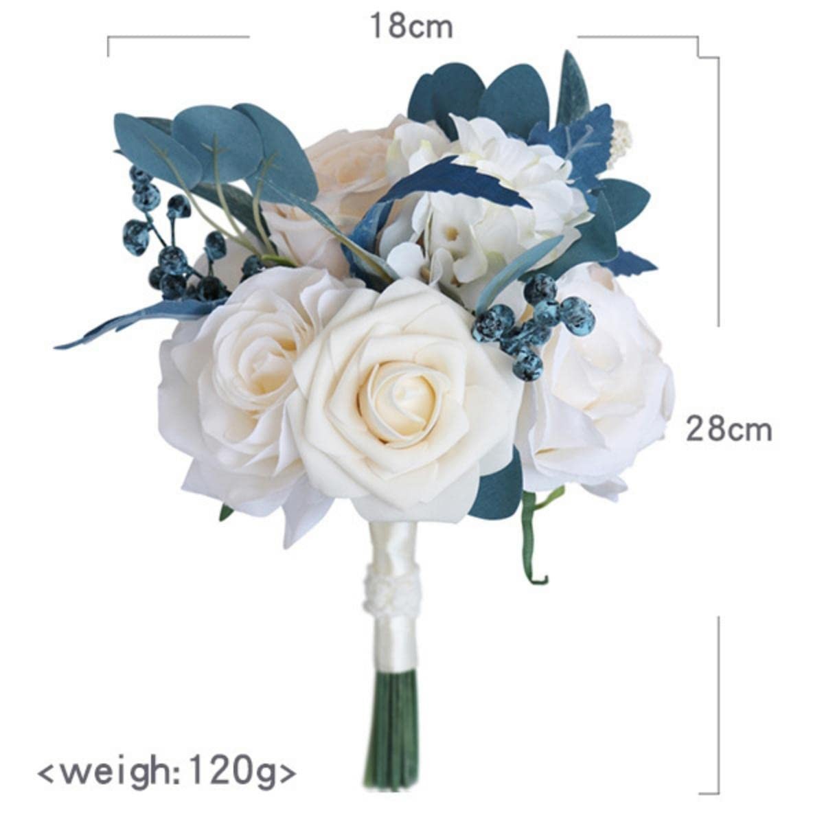 Wedding Bouquets For Bride Bridesmaid Artificial Dusty Blue Flowers Romantic Wed