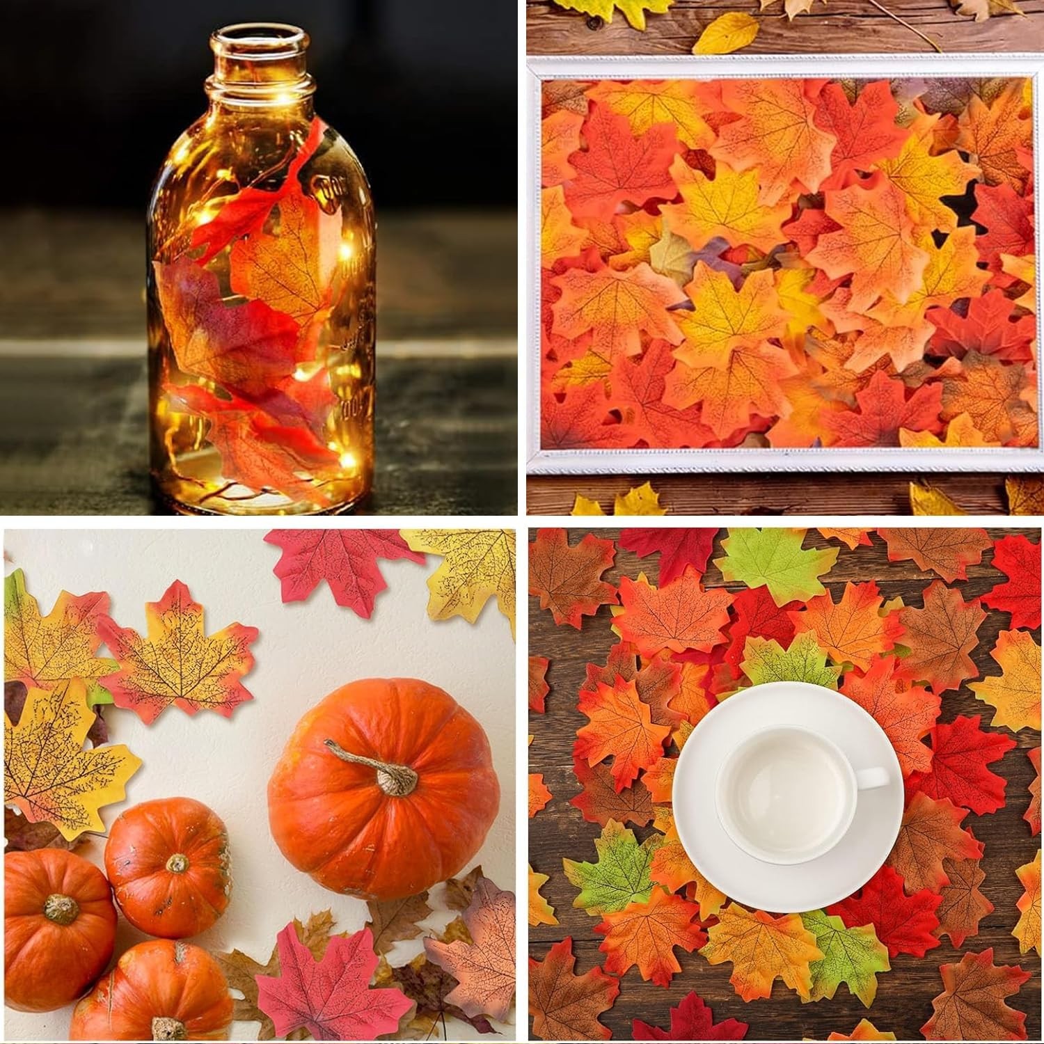 Fake Fall Leaves 100 Pcs Artificial Maple Leaves Decor Fake Fall Leaves for Scra