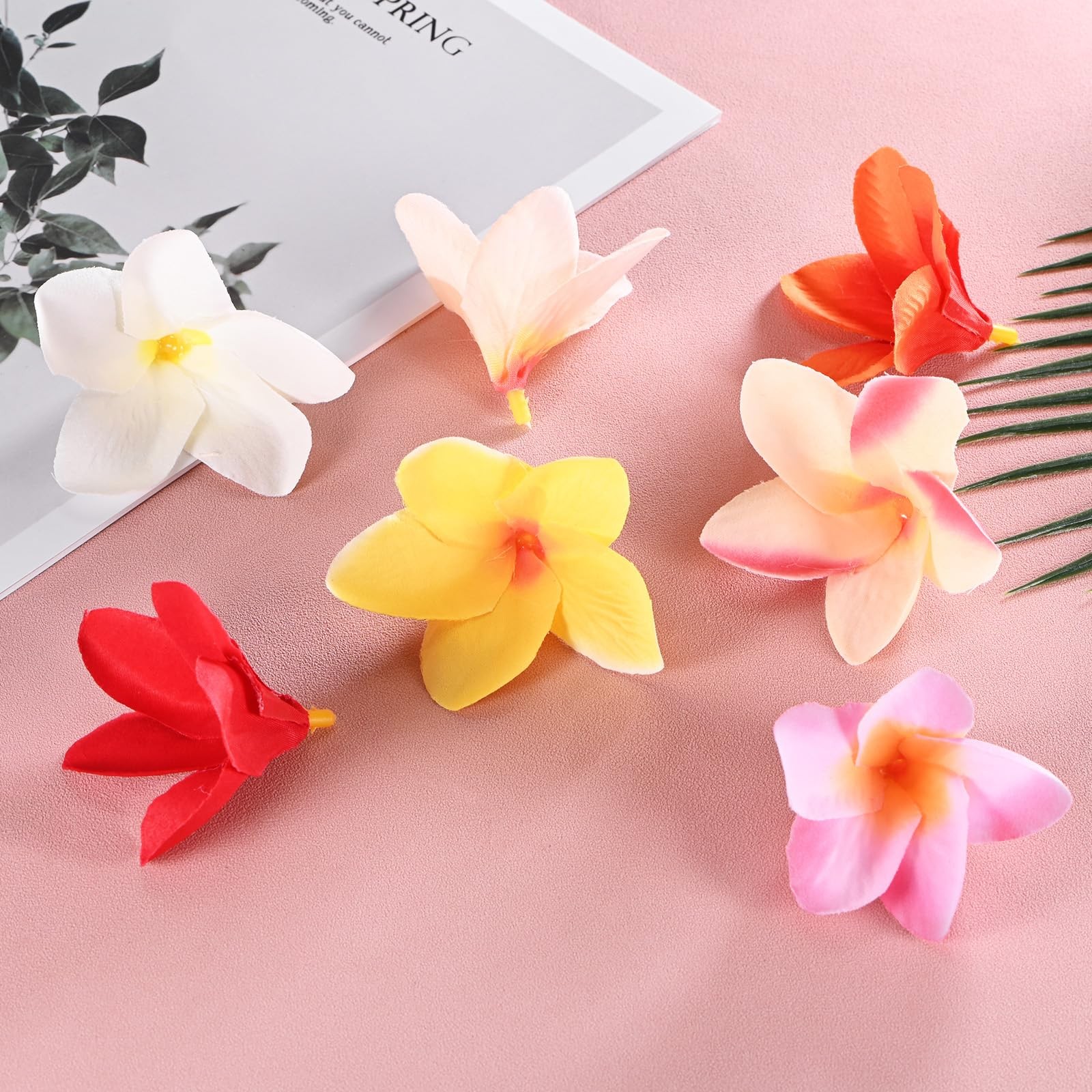 20-Pack Artificial Plumeria Flowers, Fake Silk Heads Flower Hawaiian Plumeria…