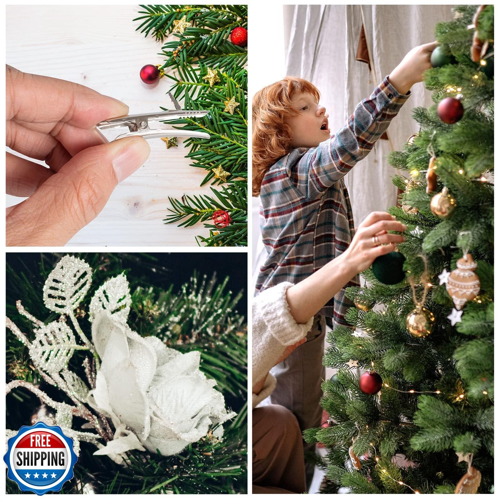 48Pcs Metal Clips, Small Roach Clips for Christmas Flowers Decorations Tree,