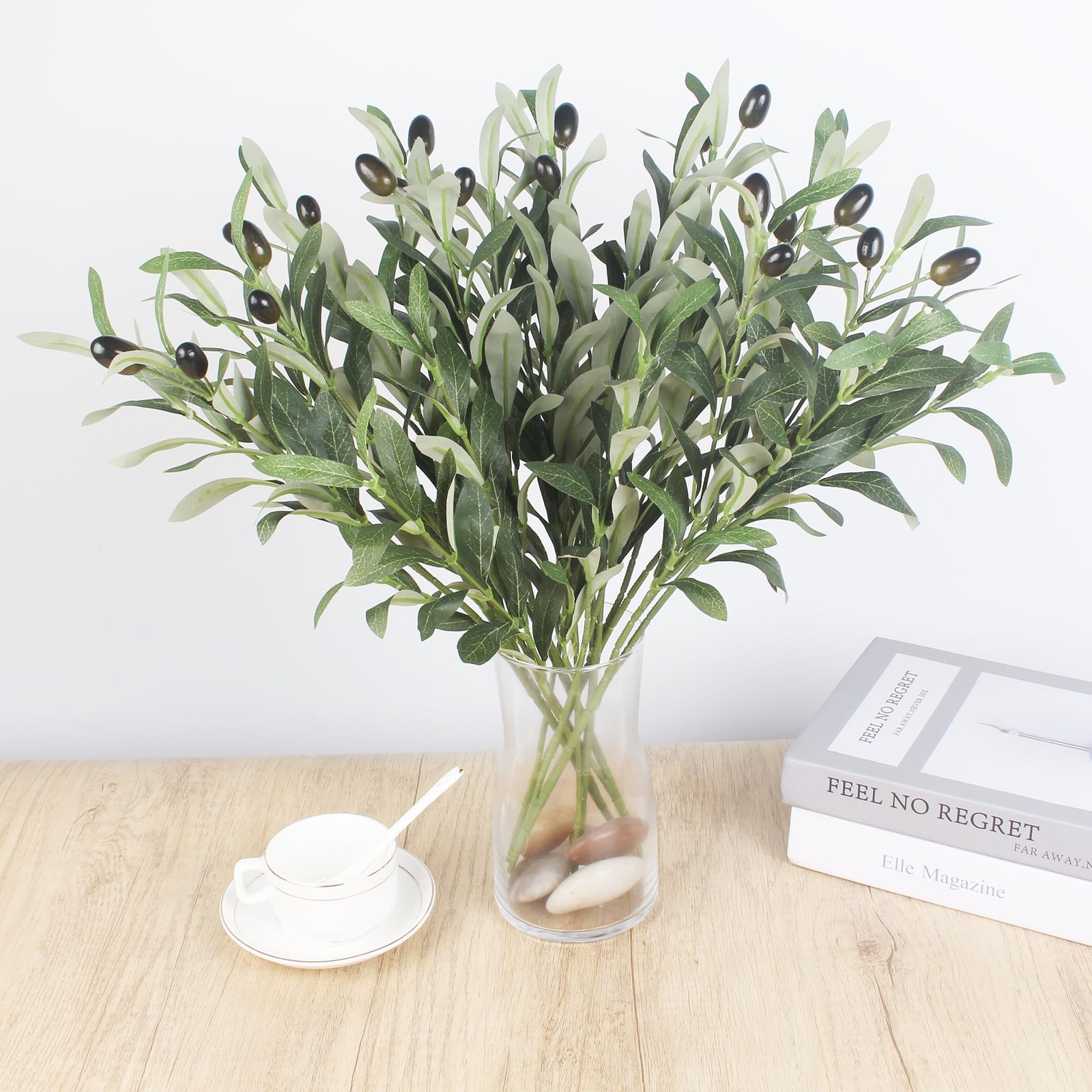 5 PCS 18.8 Inch Artificial Olive Plants Fake Silk Tree Faux Family Indoors Decor