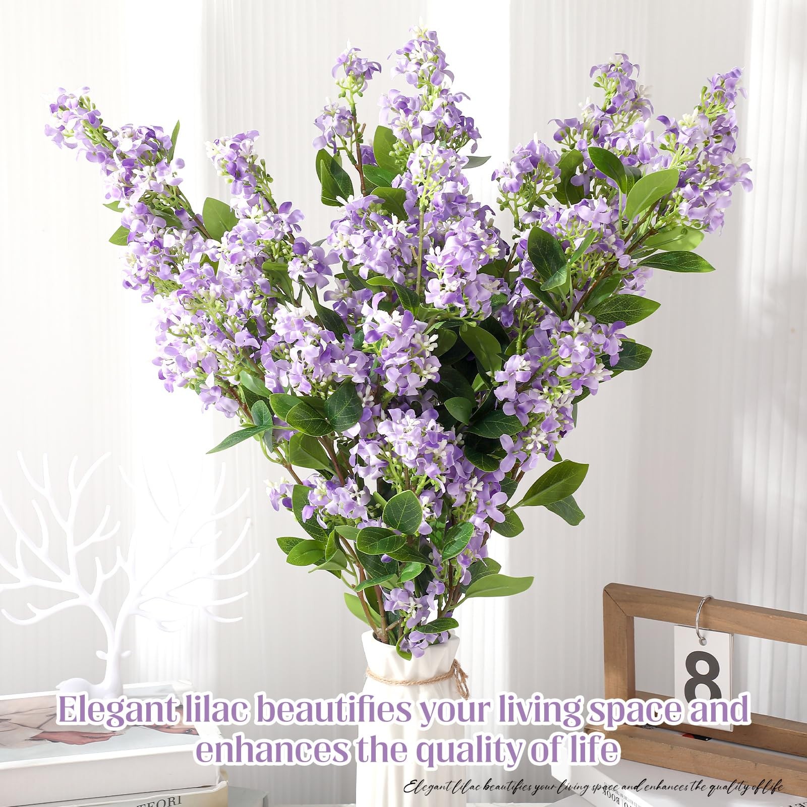 10 Pcs 30″ Artificial Lilac Flowers Fake Delphinium Antirrhinum Stem Silk Art…