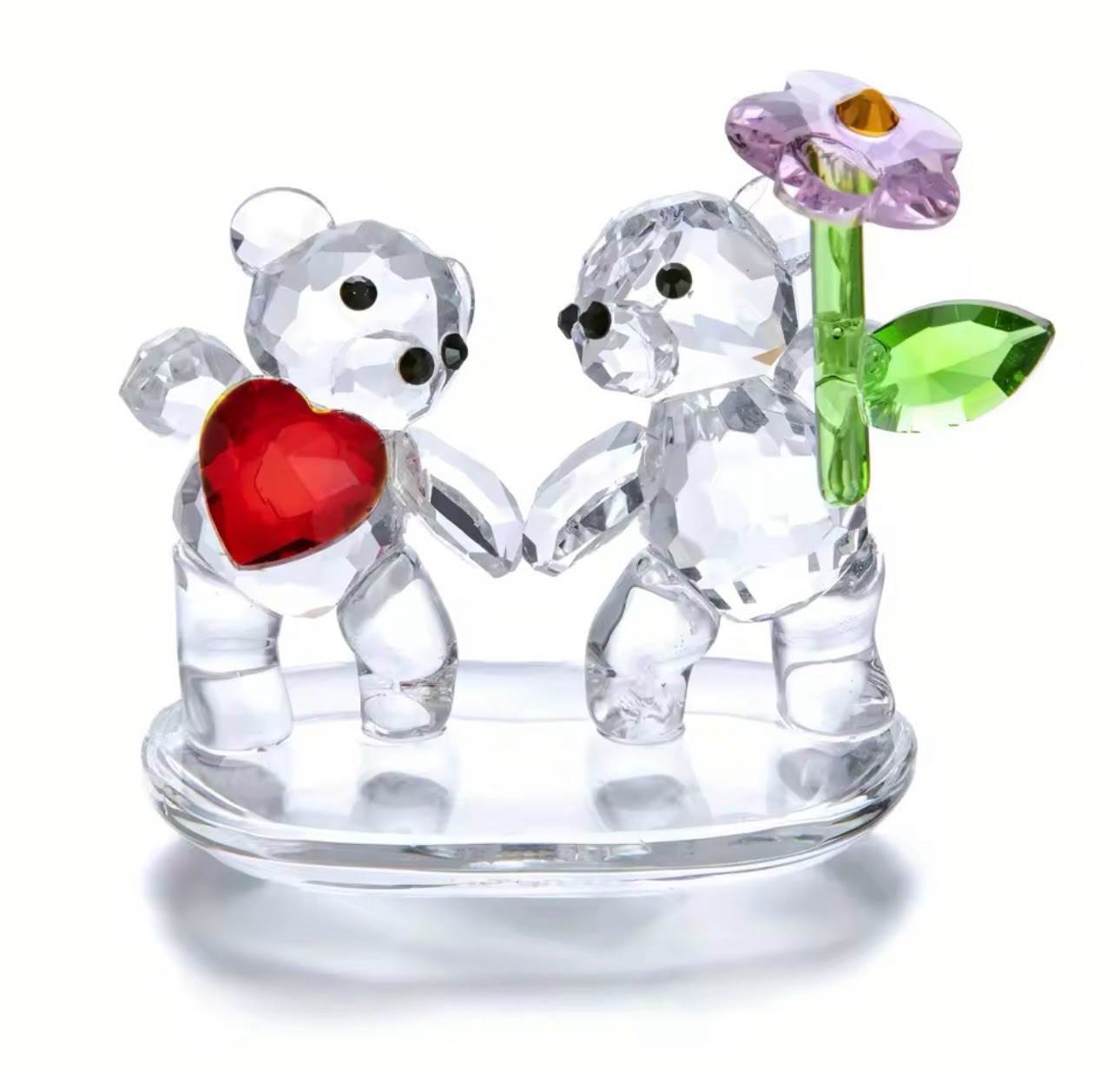Crystal Couple Bear Figurine Glass Love Bear Statue Romantic Gift Ornament