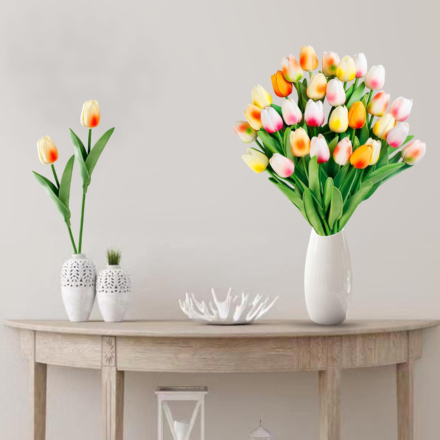 Sggvecsy 30 Pcs Fake Tulips Artificial Flowers Real Touch PU 30 Pcs, Mixed 4