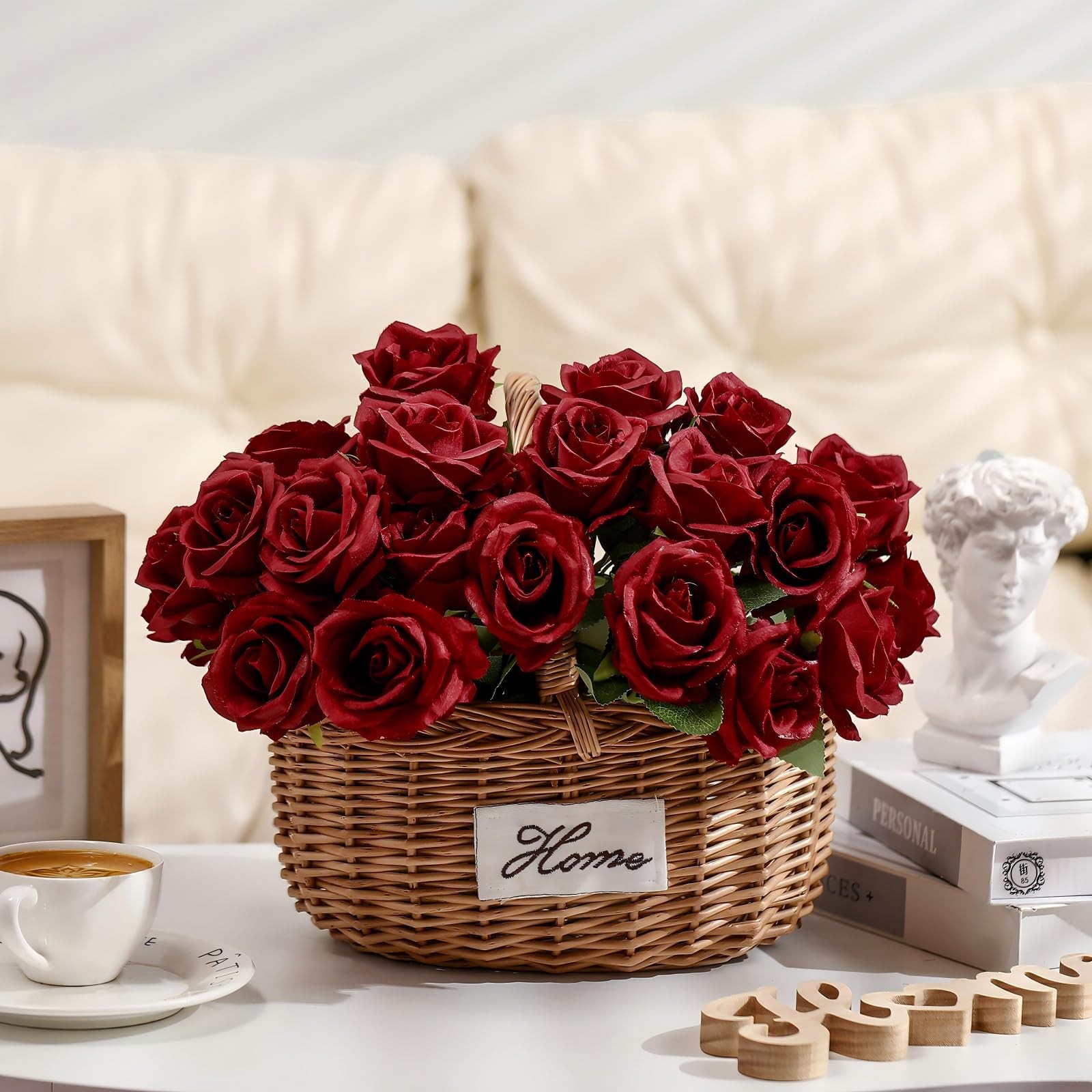 60 PCS Artificial Roses Bulk Silk Flowers with Long Stems, Realistic Faux Ros…
