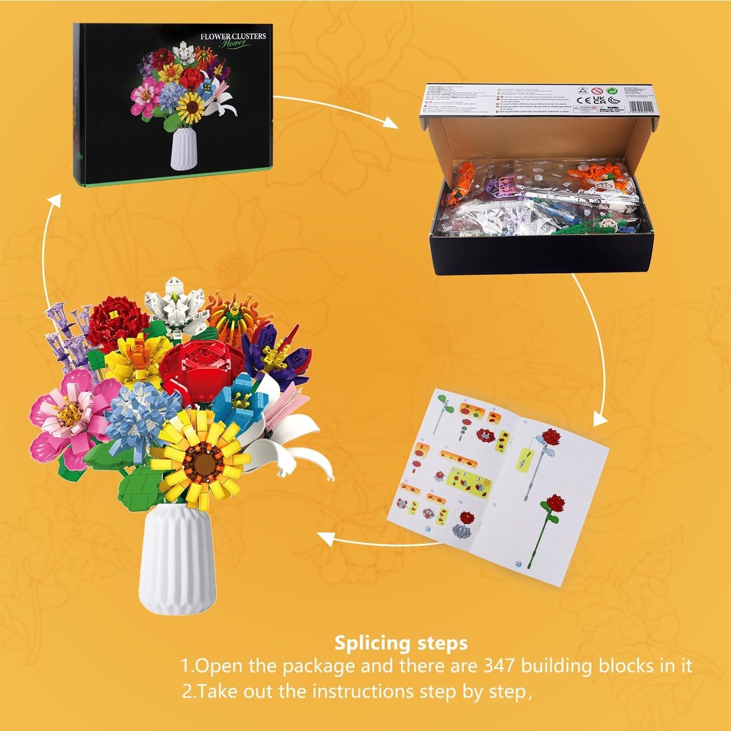 Flowers Bouquet Building Set Creative Artificial Wildflowers Botanical