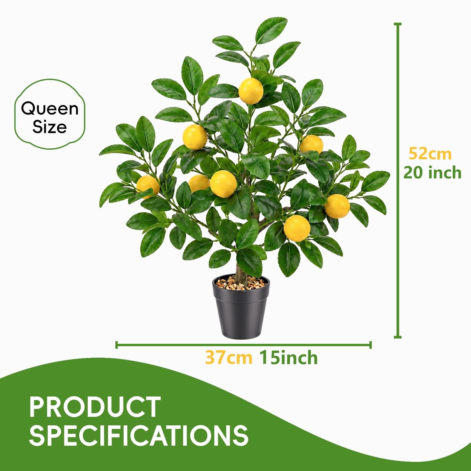 20″ Artificial Yellow Lemon Tree Fake House Green Plant Fruits Decoration wit…