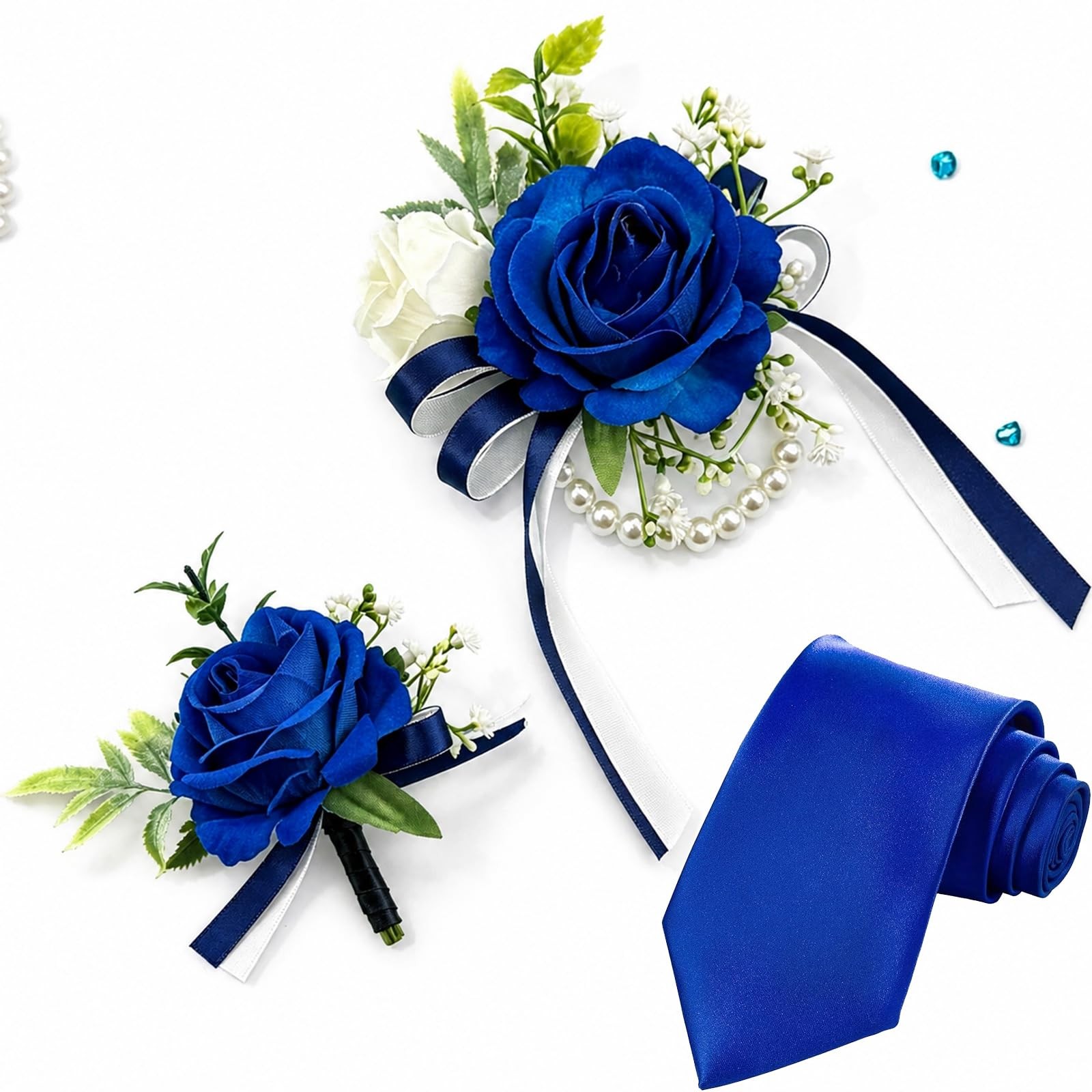 Prom Corsage and Boutonniere Set Prom Wrist Corsage and Boutonniere Artificia…