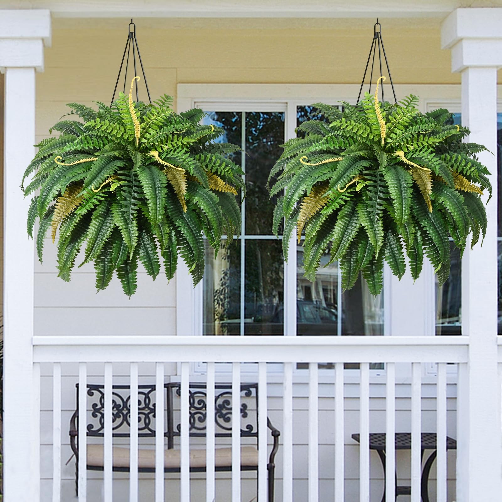 48 inch 88 Leaves XXL Large Fake Ferns Artificial Ferns for Outdoors Look Rea…