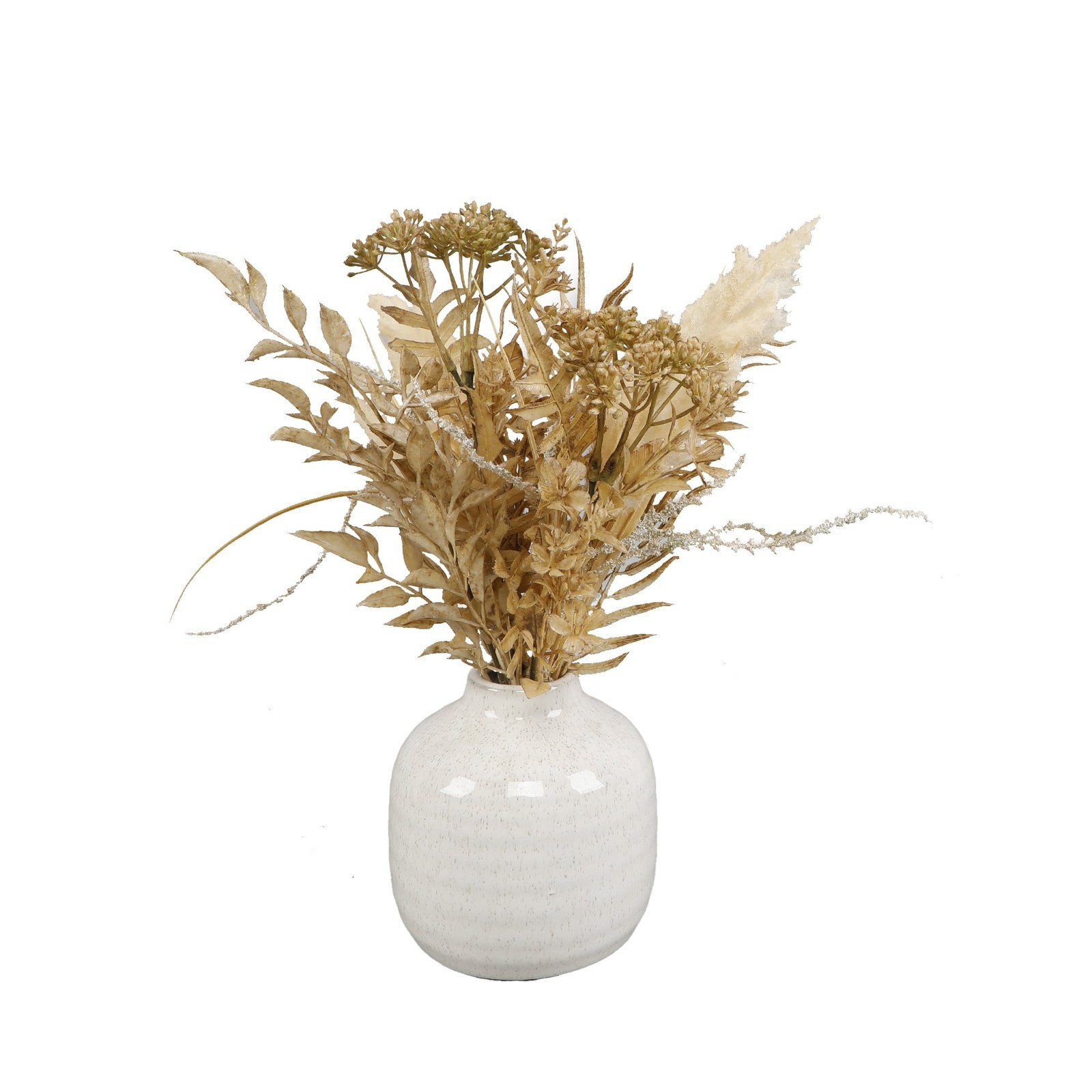12-Inch Artificial Dried Mixed Floral Arrangement in Ceramic Vase – Tabletop
