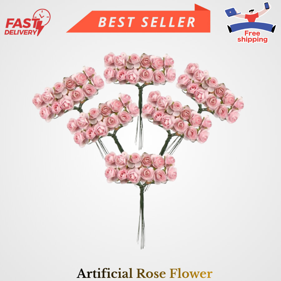 120 pcs Mini Paper Flowers,Mulberry Paper 1/2″ Artificial Rose Flower with St…