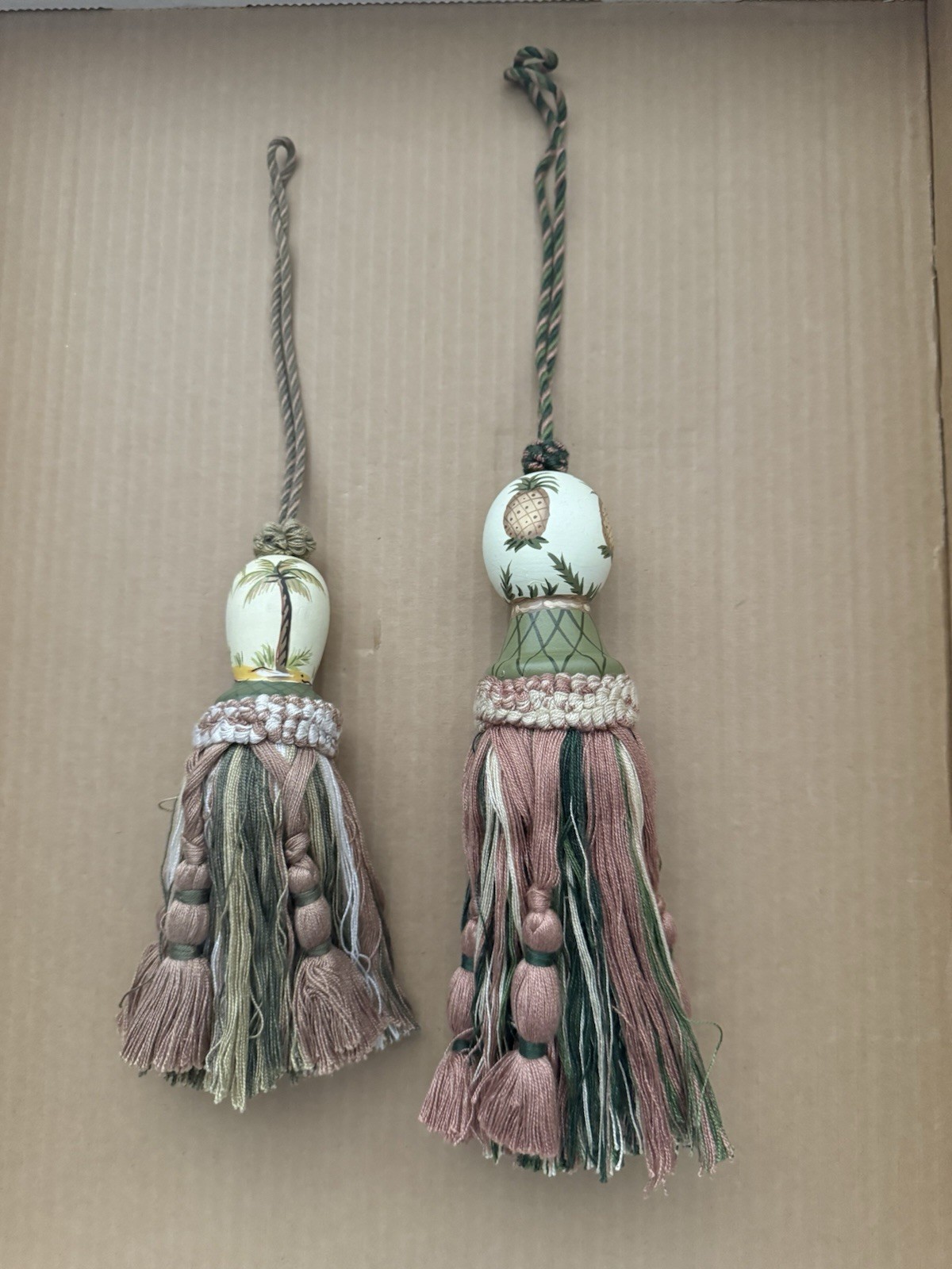 Hand Painted Palm Tree And Pineapple Tassels