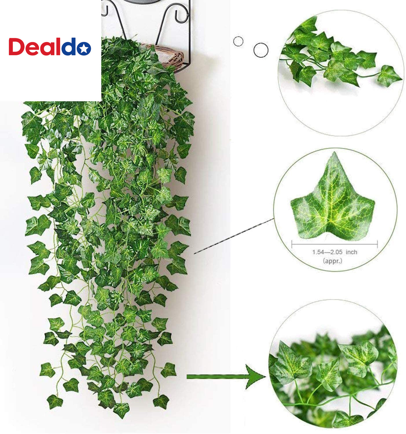 12 Pack Fake Vines for Room Decor Artificial Ivy Garland with Clip Green Flowers