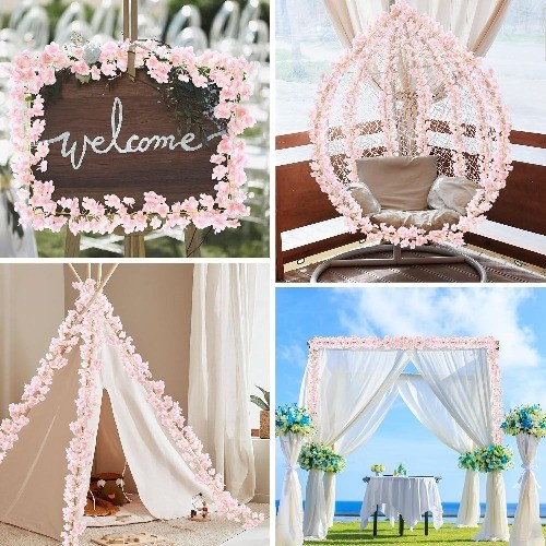 6PC 35.4FT Cherry Blossom Flowers Garland Spring Decoration Artificial Pink