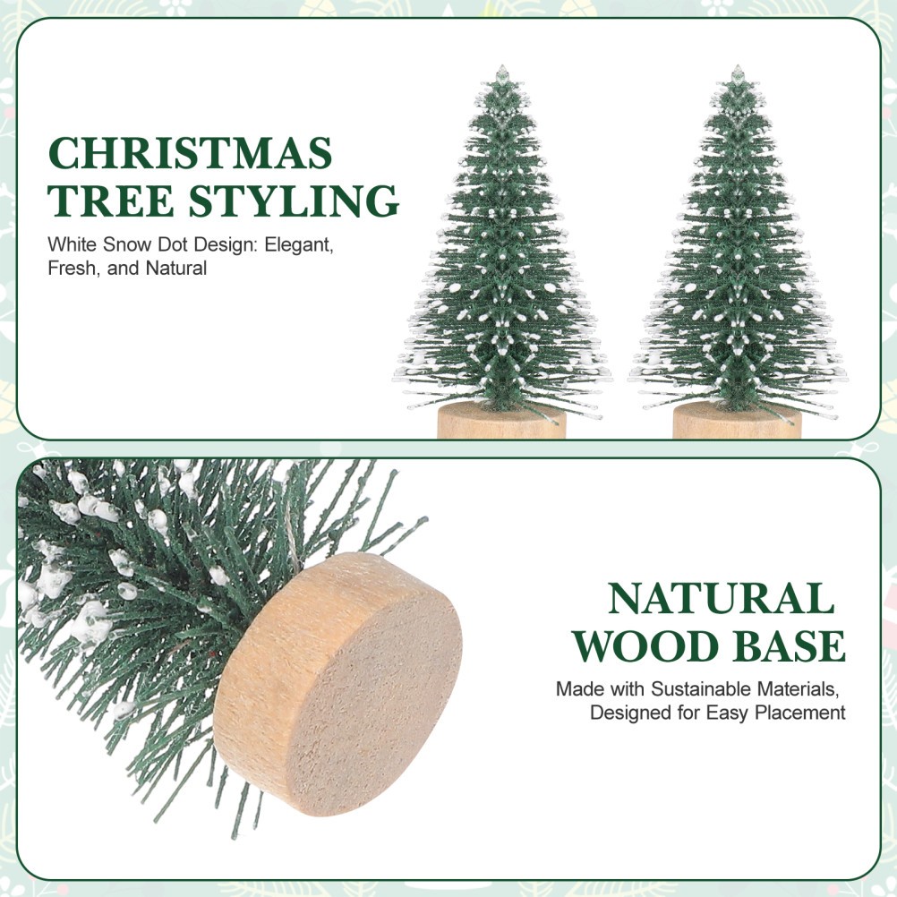 10 Pcs Mini Christmas Tree Ornaments 5 Cm Snow Covered Pine for Xmas Party Decor