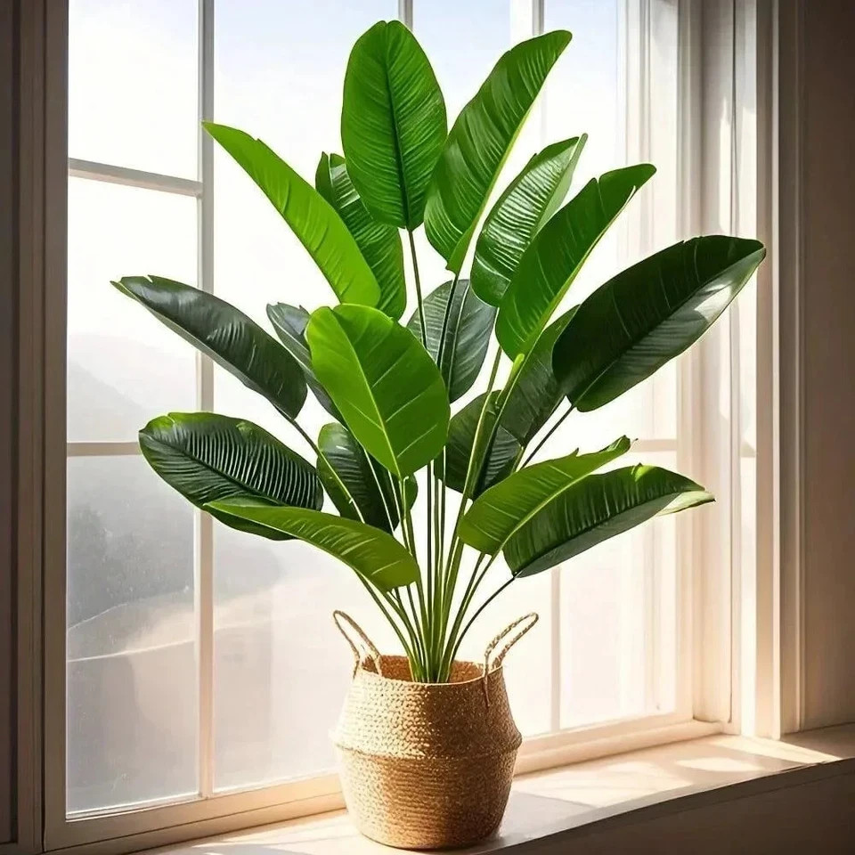 24 Leaf Artificial Banana Plant Large Faux Tropical Green Indoor Outdoor Decor