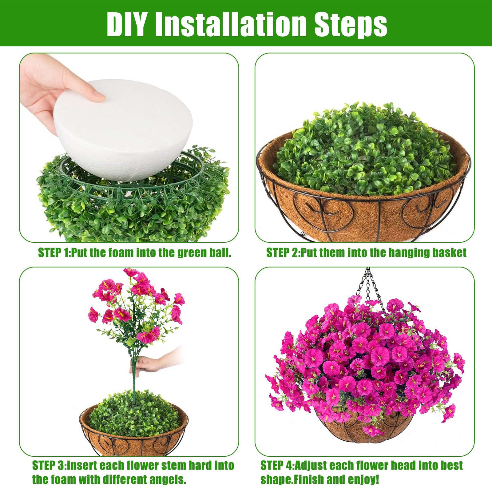 Artificial Flowers for Outdoors with Baskets Hanging Plant Faux Flowers UV Re…