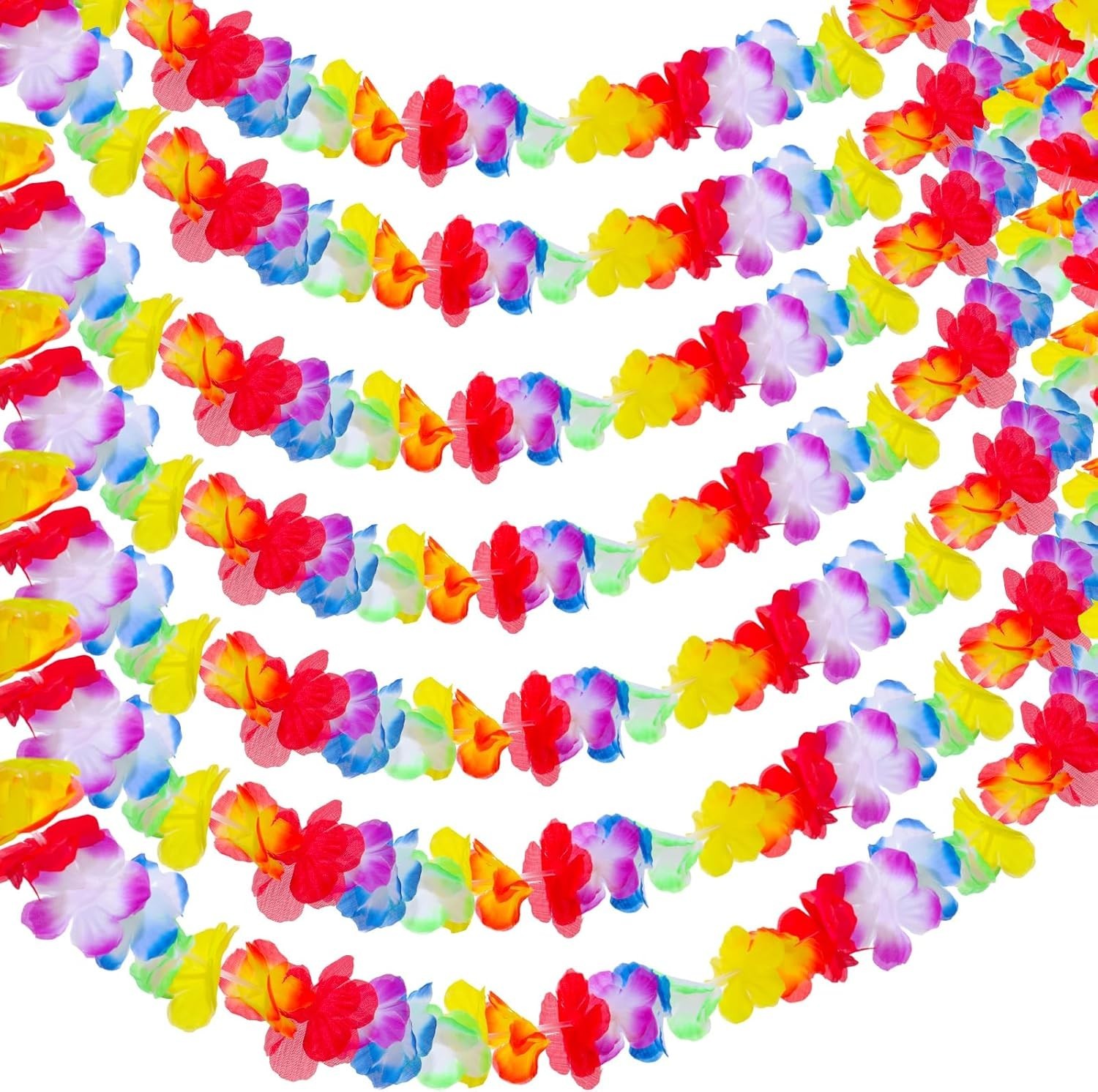 20 Pcs Multicolor Tropical Flower Lei Garland 60 Pcs 8 Inch Palm Leaves Artifici