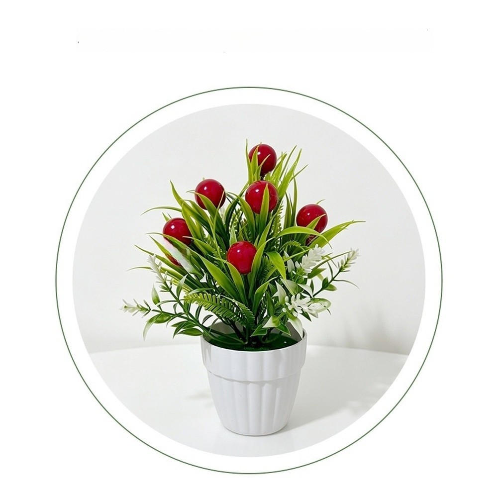 Plastic Artificial Fruit Tree 20cm Height for Home Office Tabletop Decoration