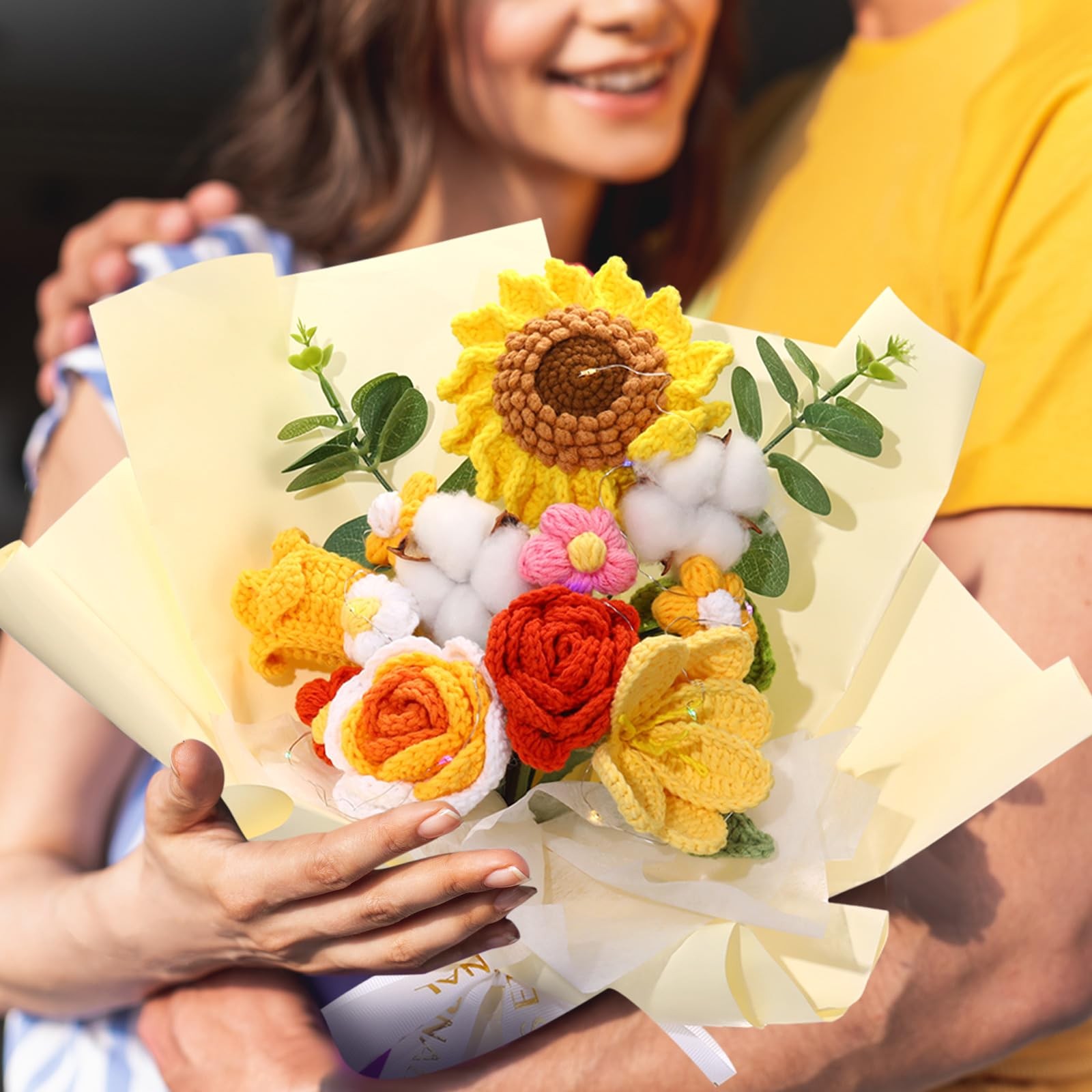 Mothers Day Crochet Flowers Bouquet Gift for Women Completed Handmade Knitted…