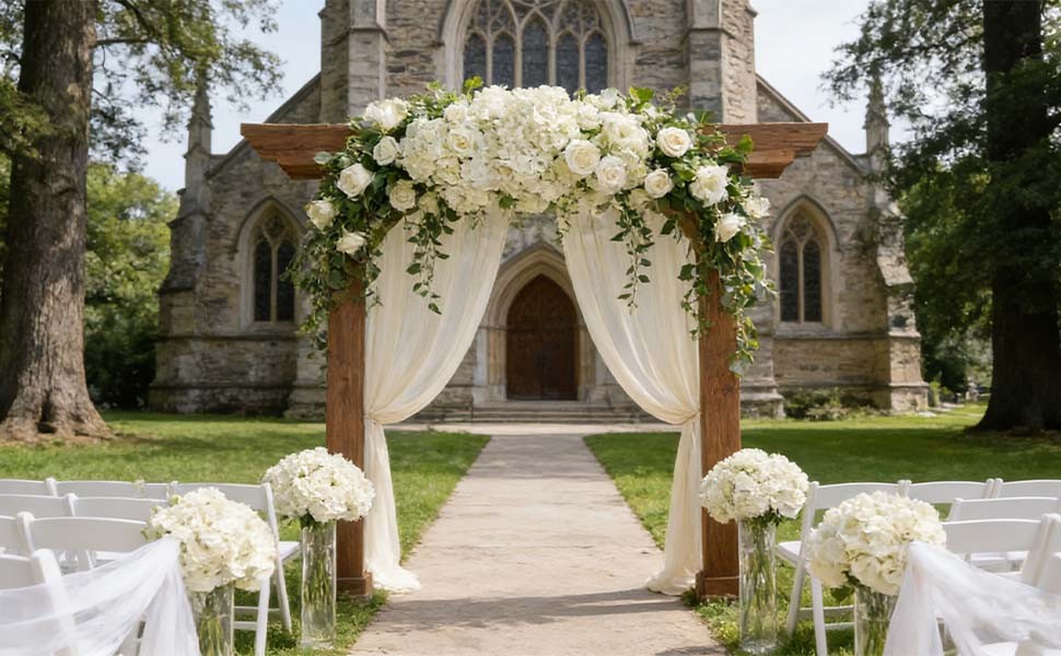 100 PCS White Hydrangea Artificial Flowers, Faux Hydrangea Flowers, Fake