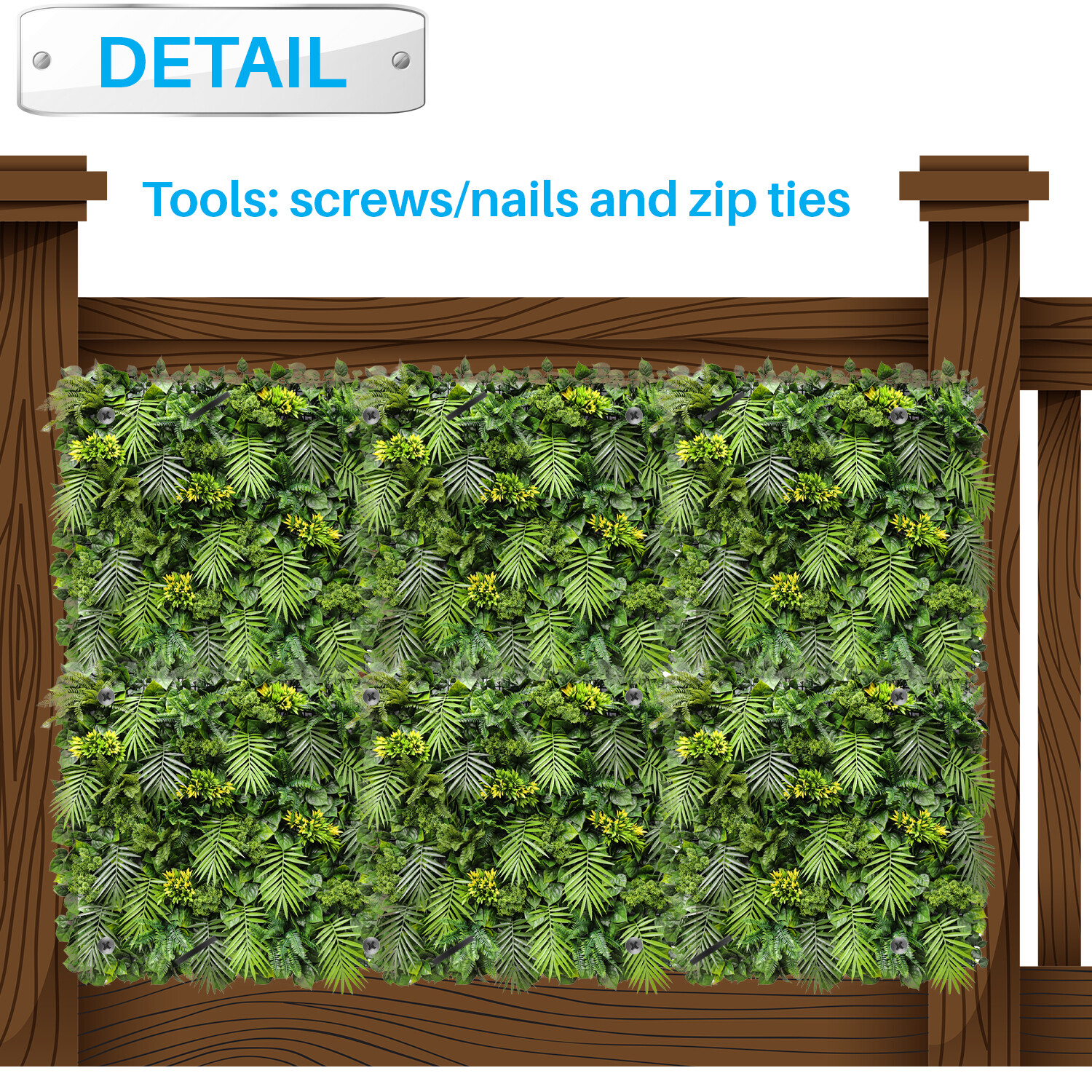 40 Inch 3D Artificial Boxwood Wall Hedge Mat Panels Outdoor Grass Fence Style#8