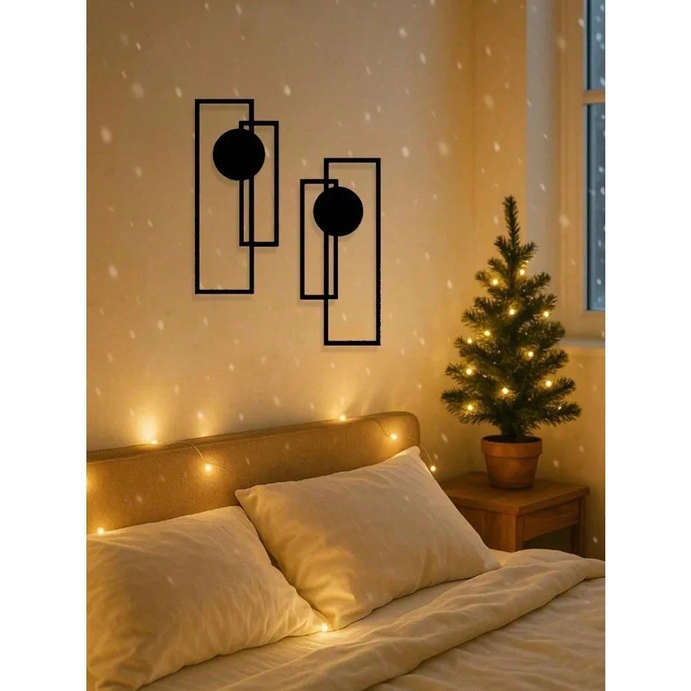 2-Pc Abstract Gothic Line Metal Wall Art Minimalist Black Living Room Decor
