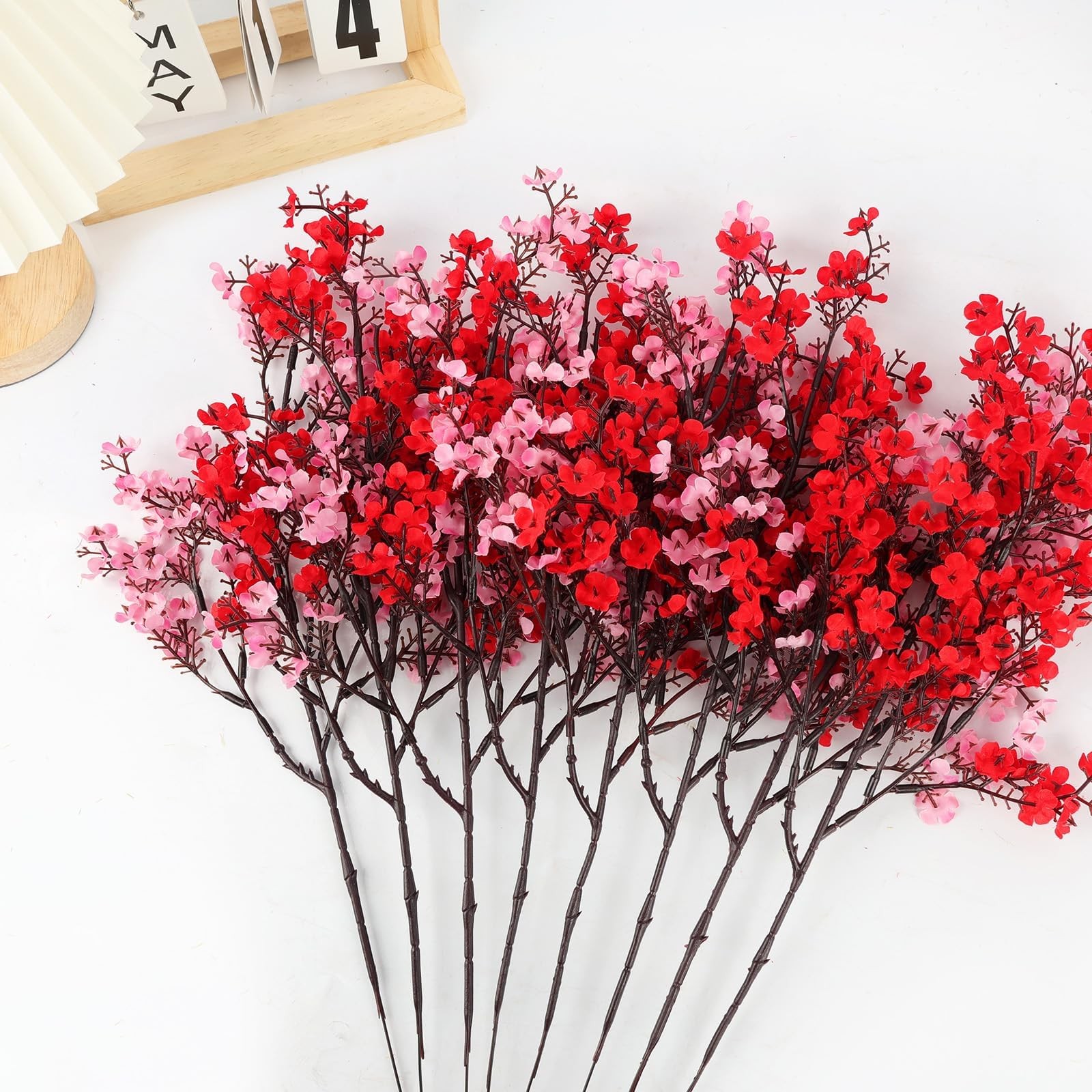 8Pcs Babys Breath Fake Artificial Flowers, Real Touch Red Pink Mix and Match …