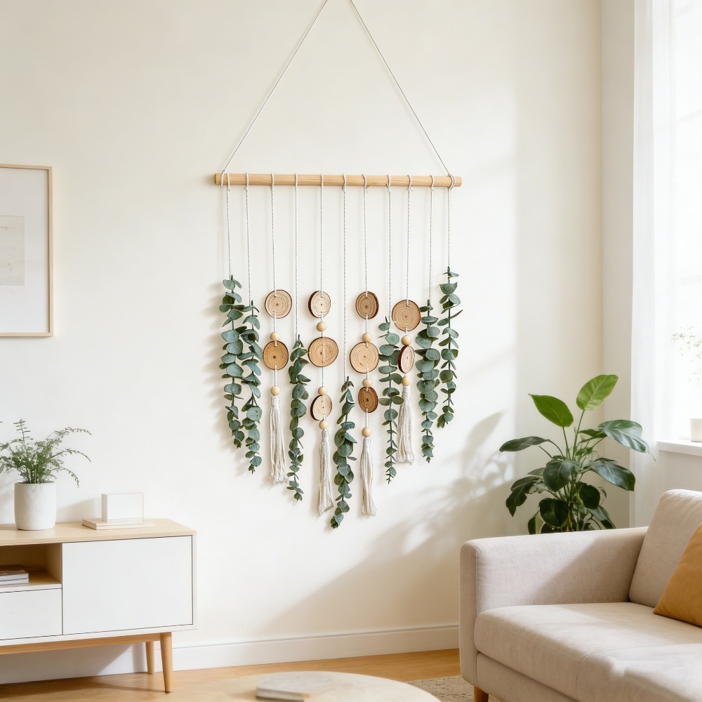 Artificial Eucalyptus Wall Hanging Fake Boho Wall Art Bedroom Kitchen Home Decor