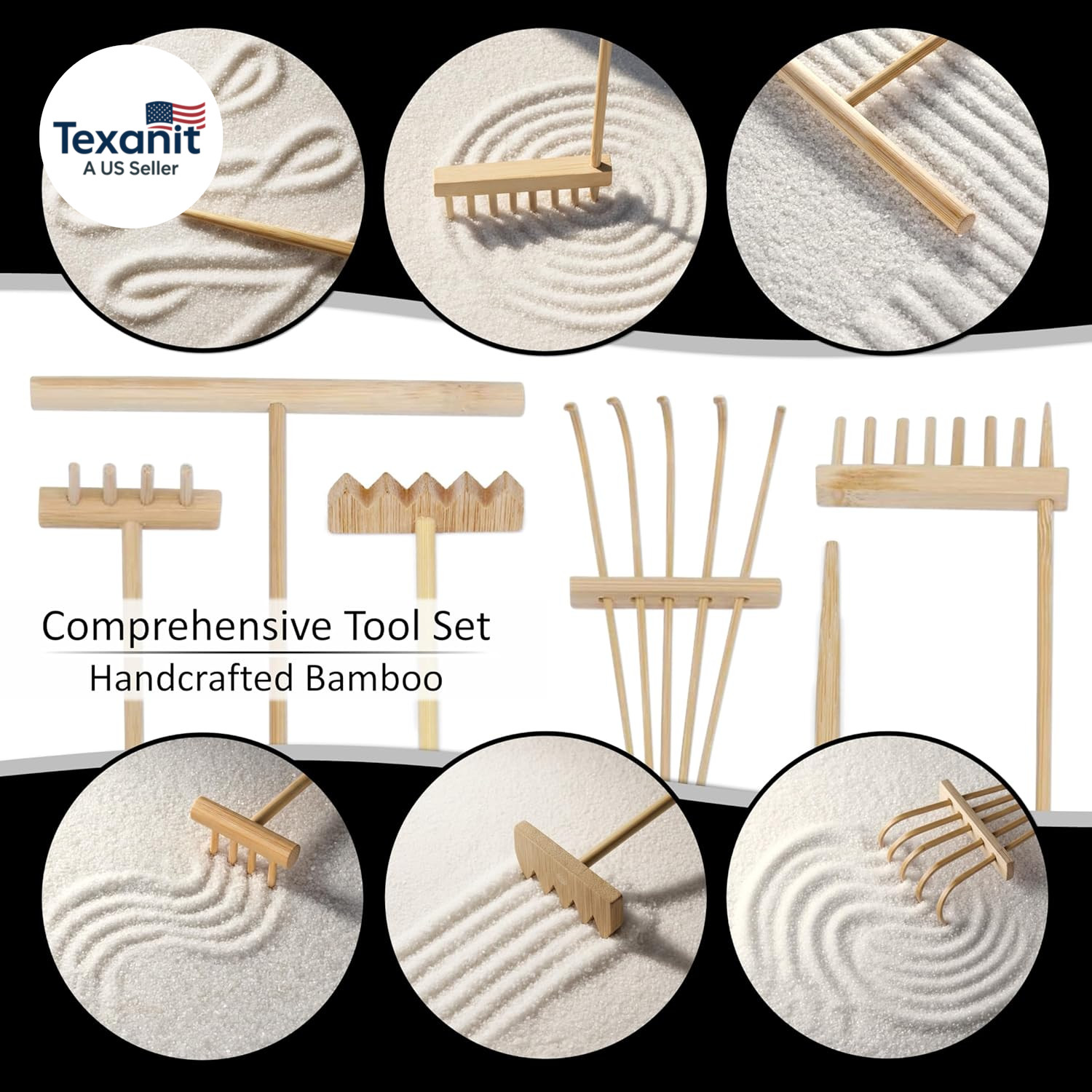 Zen Garden Kit 11X8In. Beautiful Japanese Decor Mini Rock Feature Gift Set for H