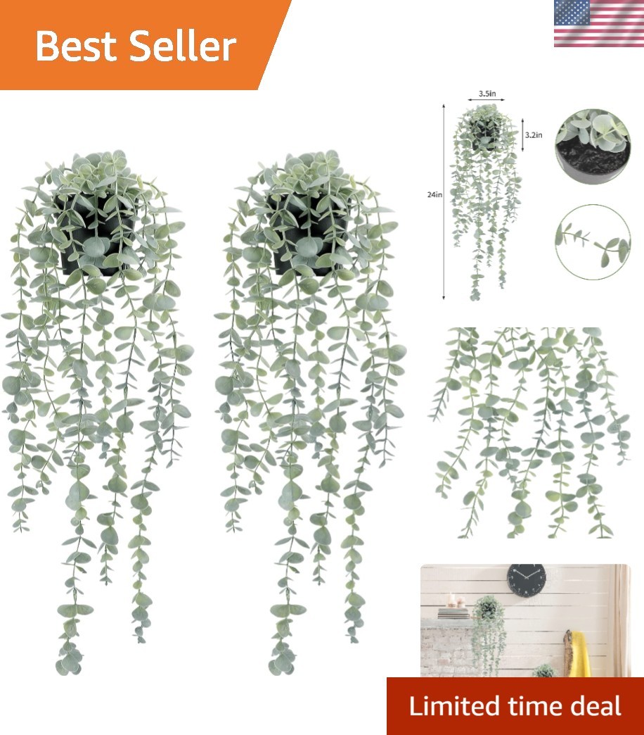 Versatile 2 Pcs Eucalyptus Hanging Plants – Durable Plastic for Any Room