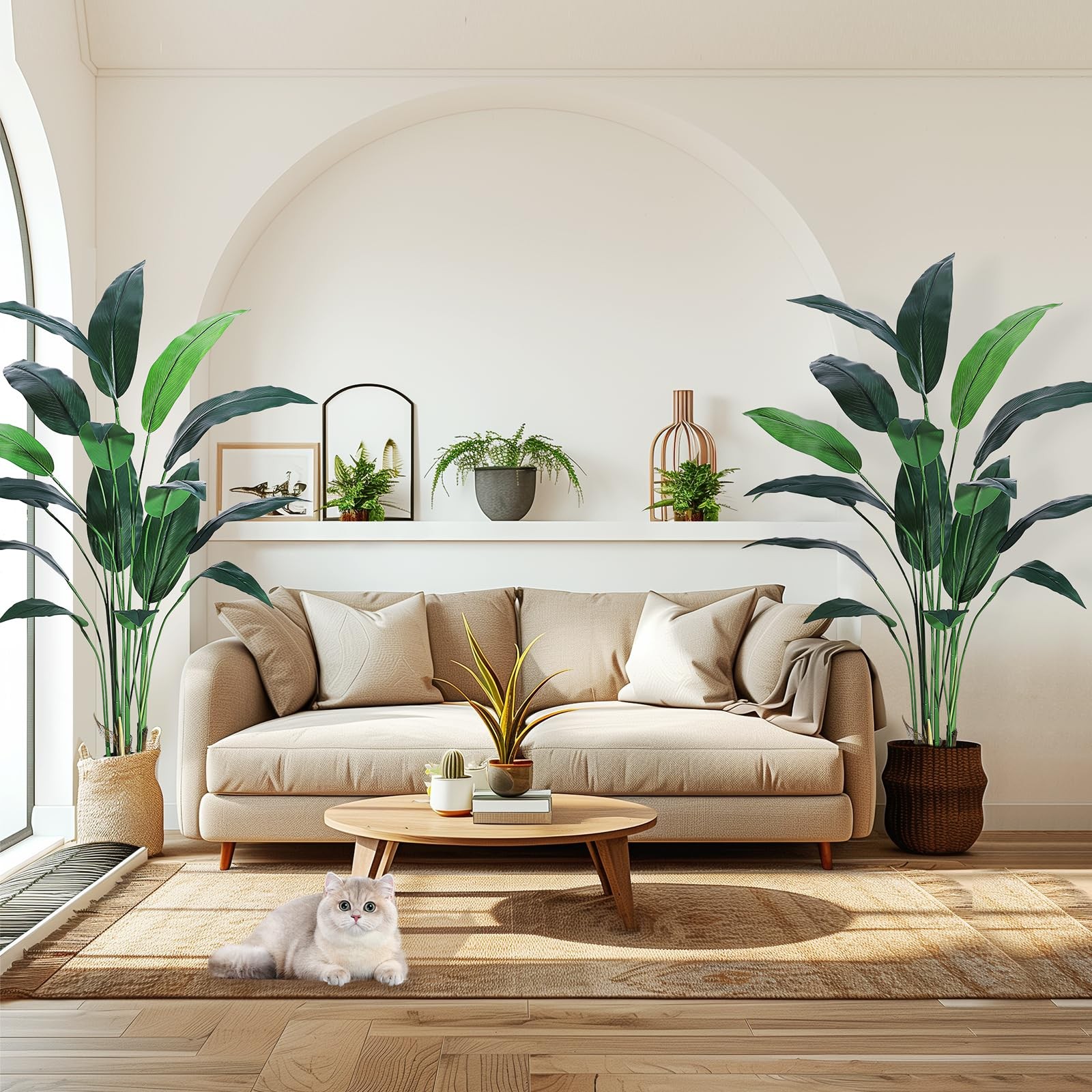 Artificial Bird of Paradise Tree 6 ft(72 in) Fake Palm Tree for Indoor Outdoo…