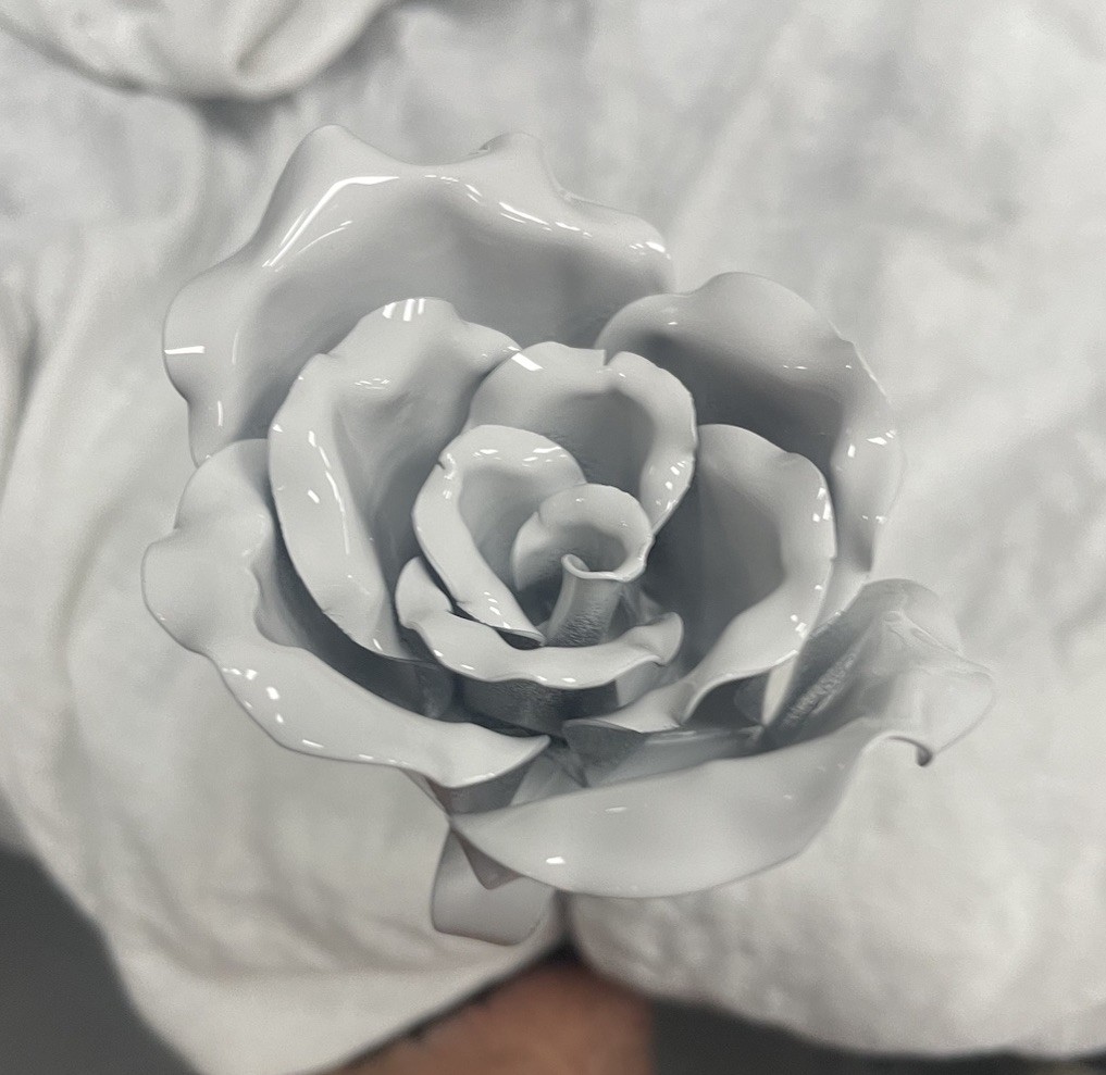 Powder coated Metal Rose Flowers, handcrafted, bent, and welded. $35/Rose w/Stem