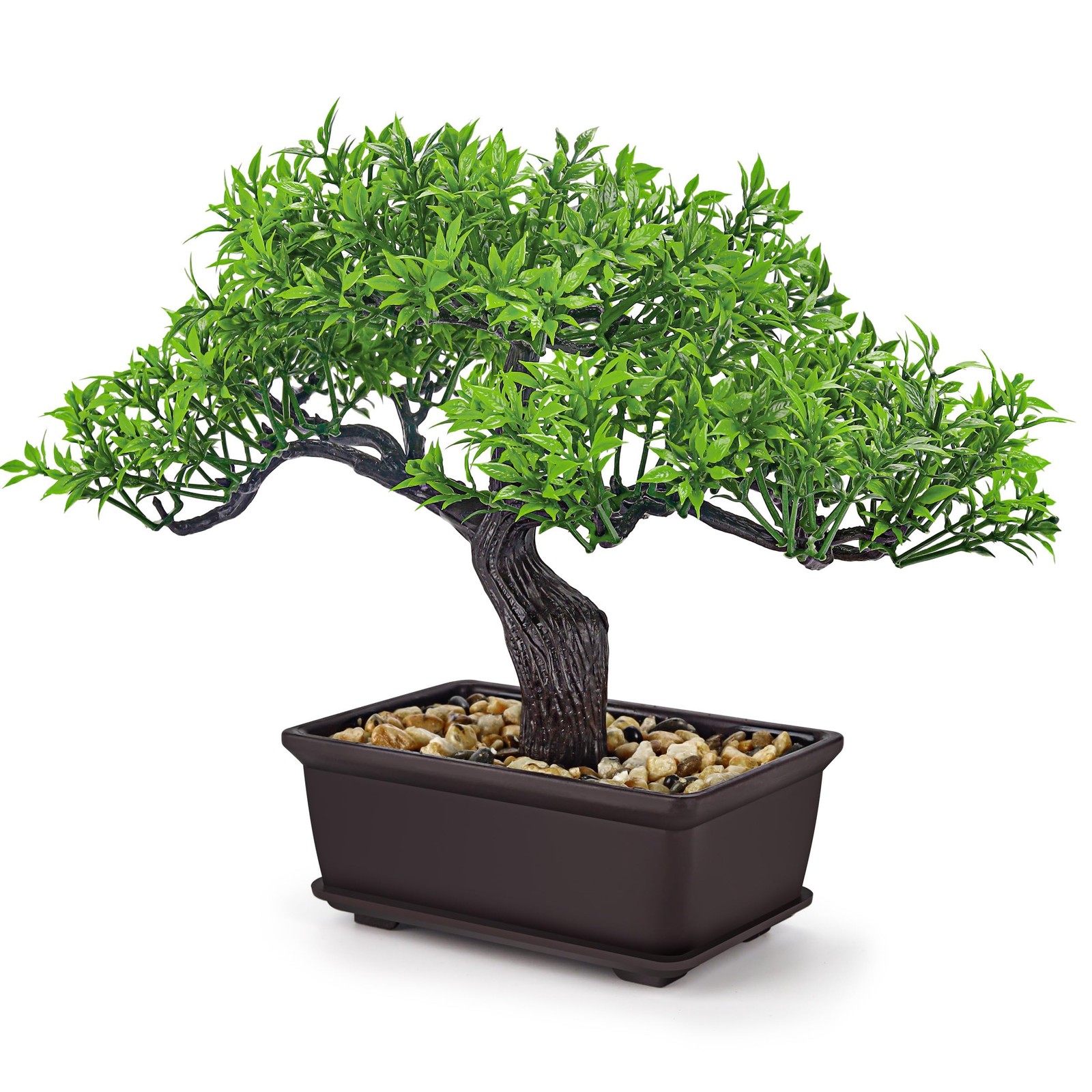 Der Rose Artificial Bonsai Tree 8 Inch Zen Fake Plant Modern 8in, Green-ficus
