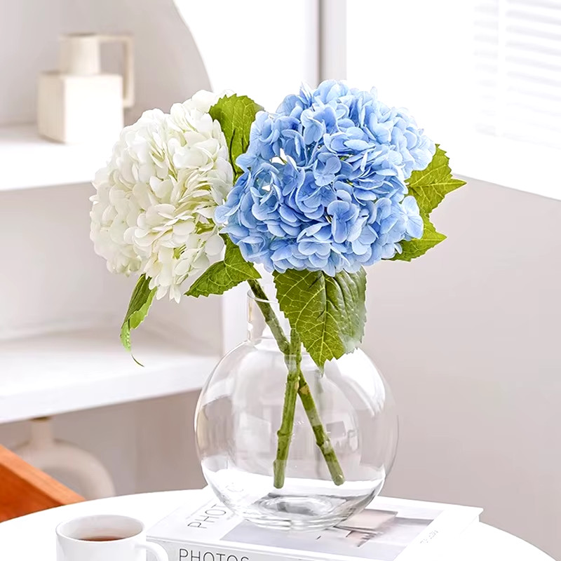 Blue Artificial Hydrangea Flowers Real Touch Artificial Hydrangea Branches Decor