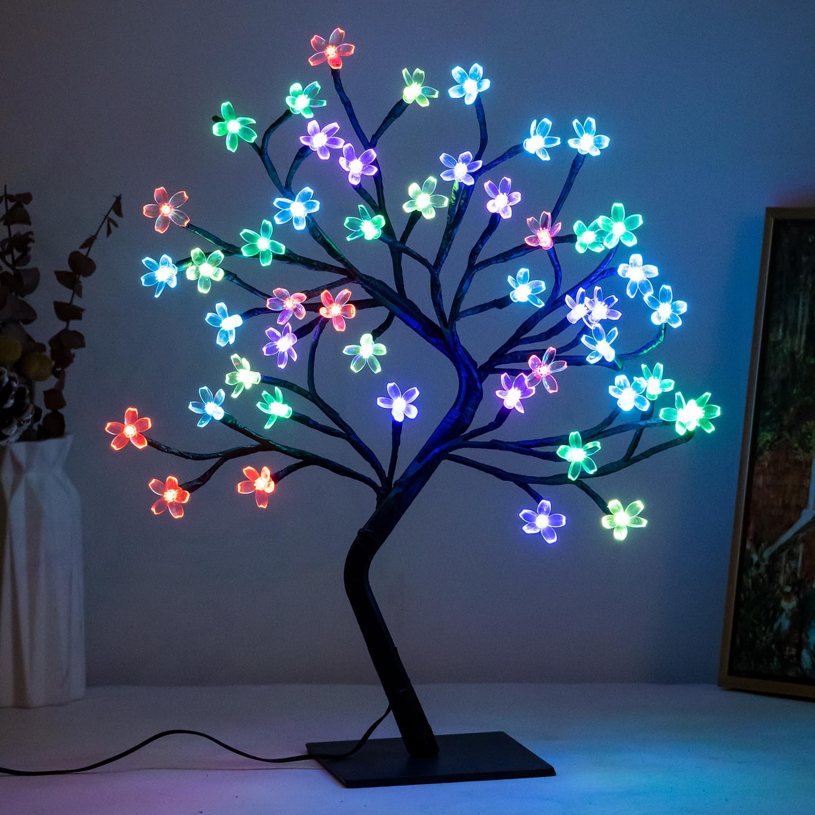 16 Color Changing Lighted Cherry Blossom Tree 48 LED Plug In Night Light