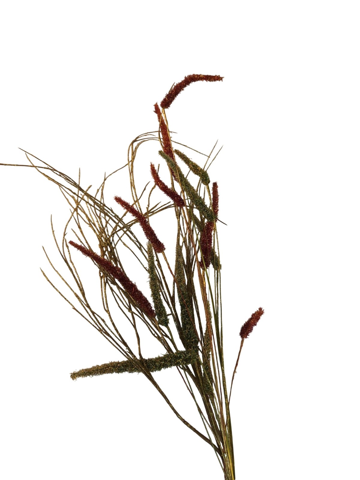Glitter Artificial Floral Grass Spray Red & Gold Decorative Branch Stems Christm