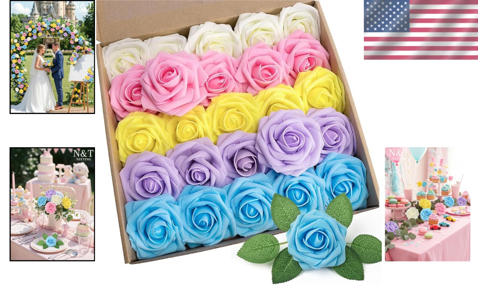 Versatile Artificial Roses 25Pcs for Party Decorations and Flower Arrangements