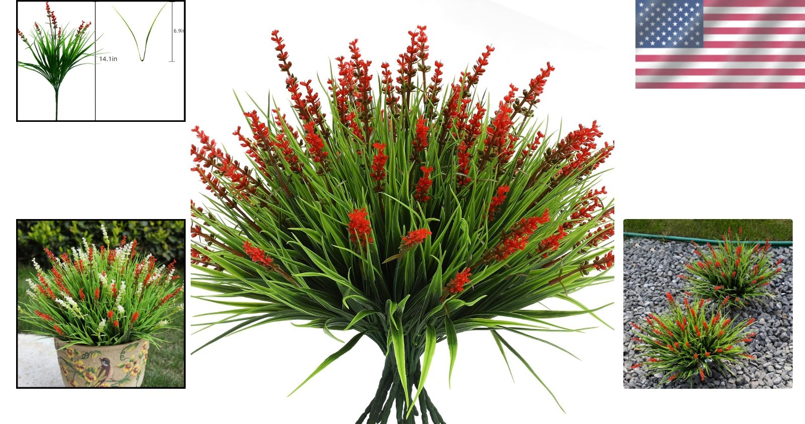 Bendable Red Wildflowers: 12 Bundles of UV-Proof Faux Plants for Any Space