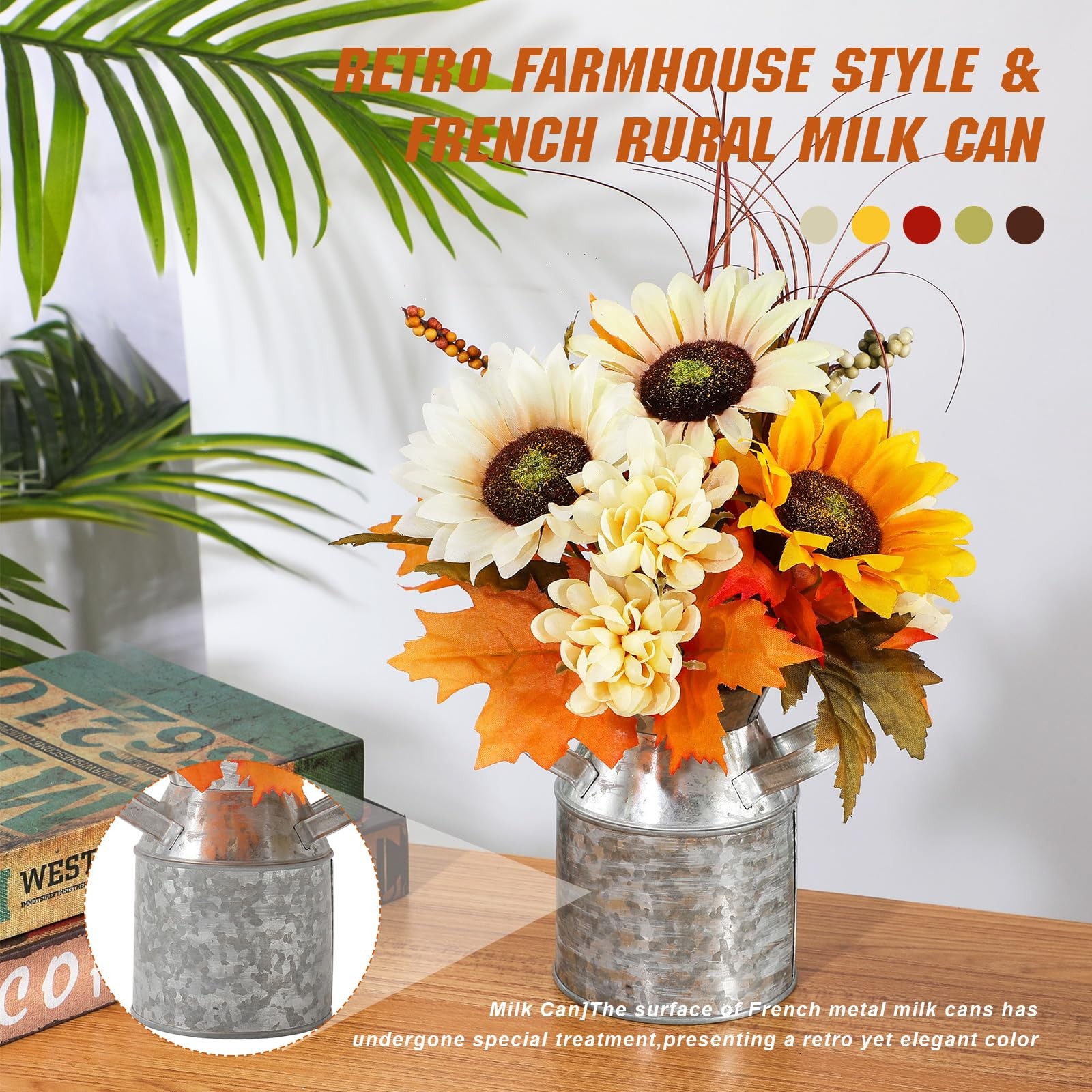 Sunflowers Artificial Flowers with Pot,Fake Potted Flowers with Sunflower Map…